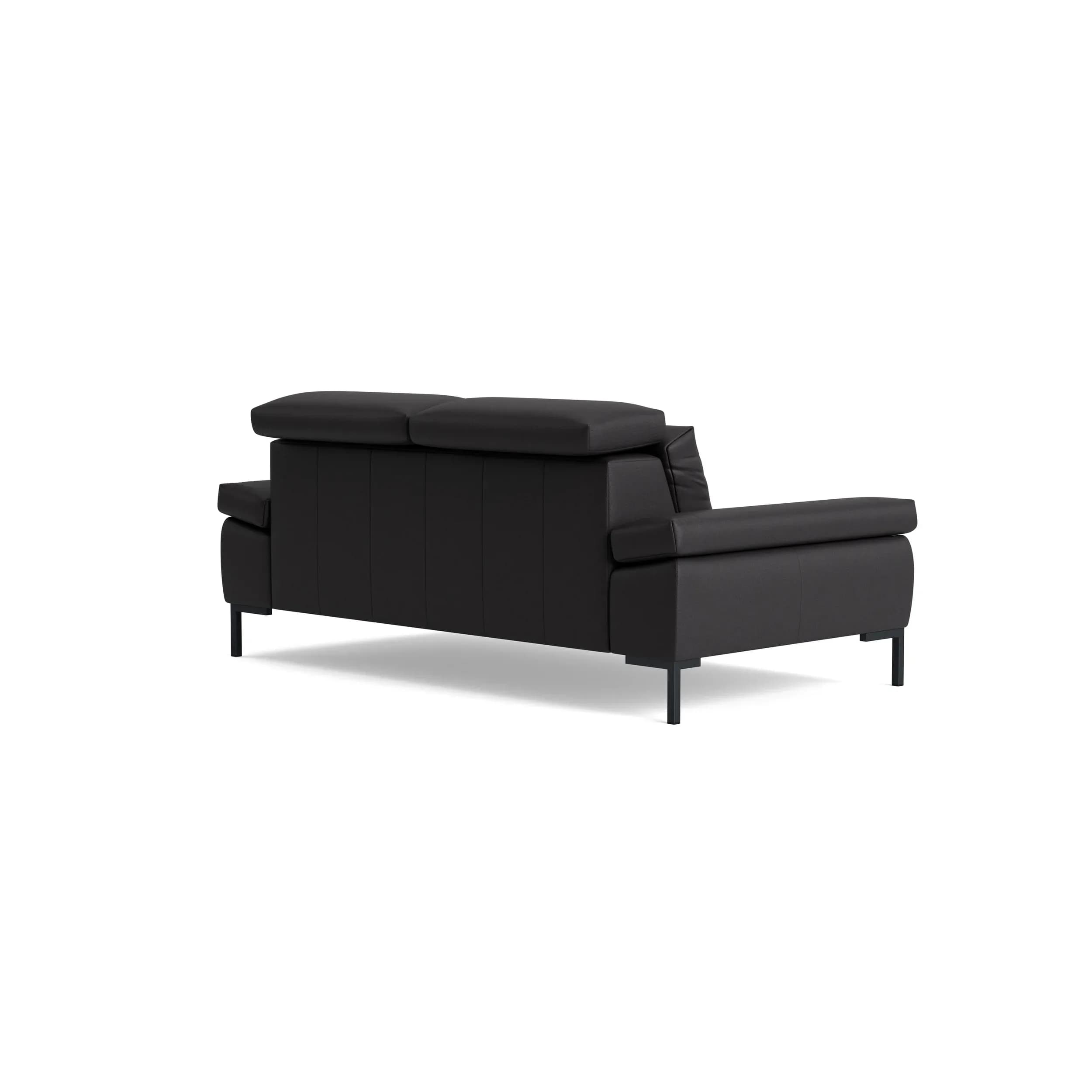 Sofa Braska - 2,5-Sitzer, inkl. Kopfstütze verstellbar, Leder, Anthrazit