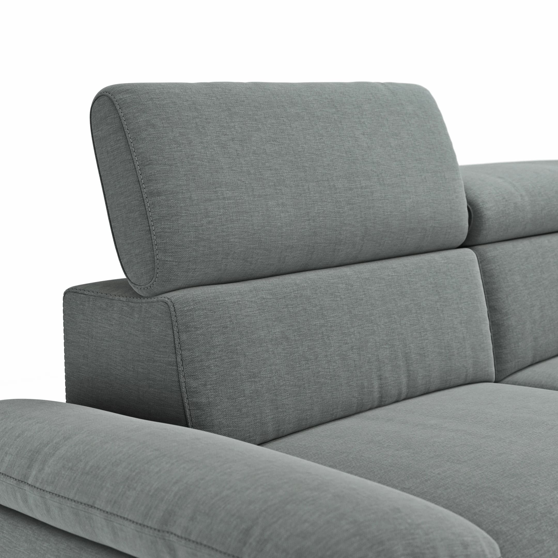 Sofa Felipa - 3-Sitzer inkl. Kopfteil verstellbar, Stoff, Grau