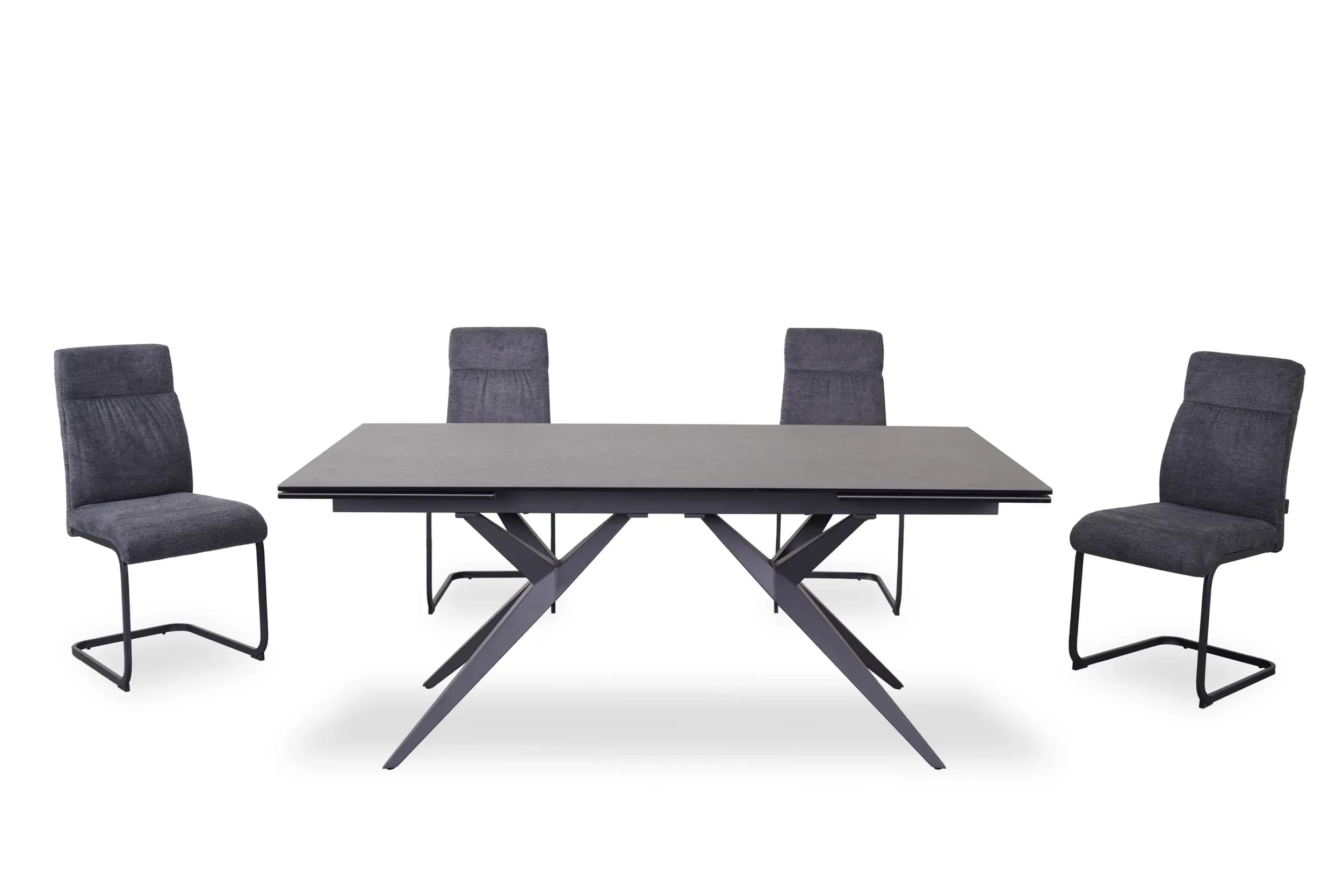 Esstisch MICHELA - ausziehbar, LB ca. 180x95 cm, Glaskeramik, Dunkelgrau