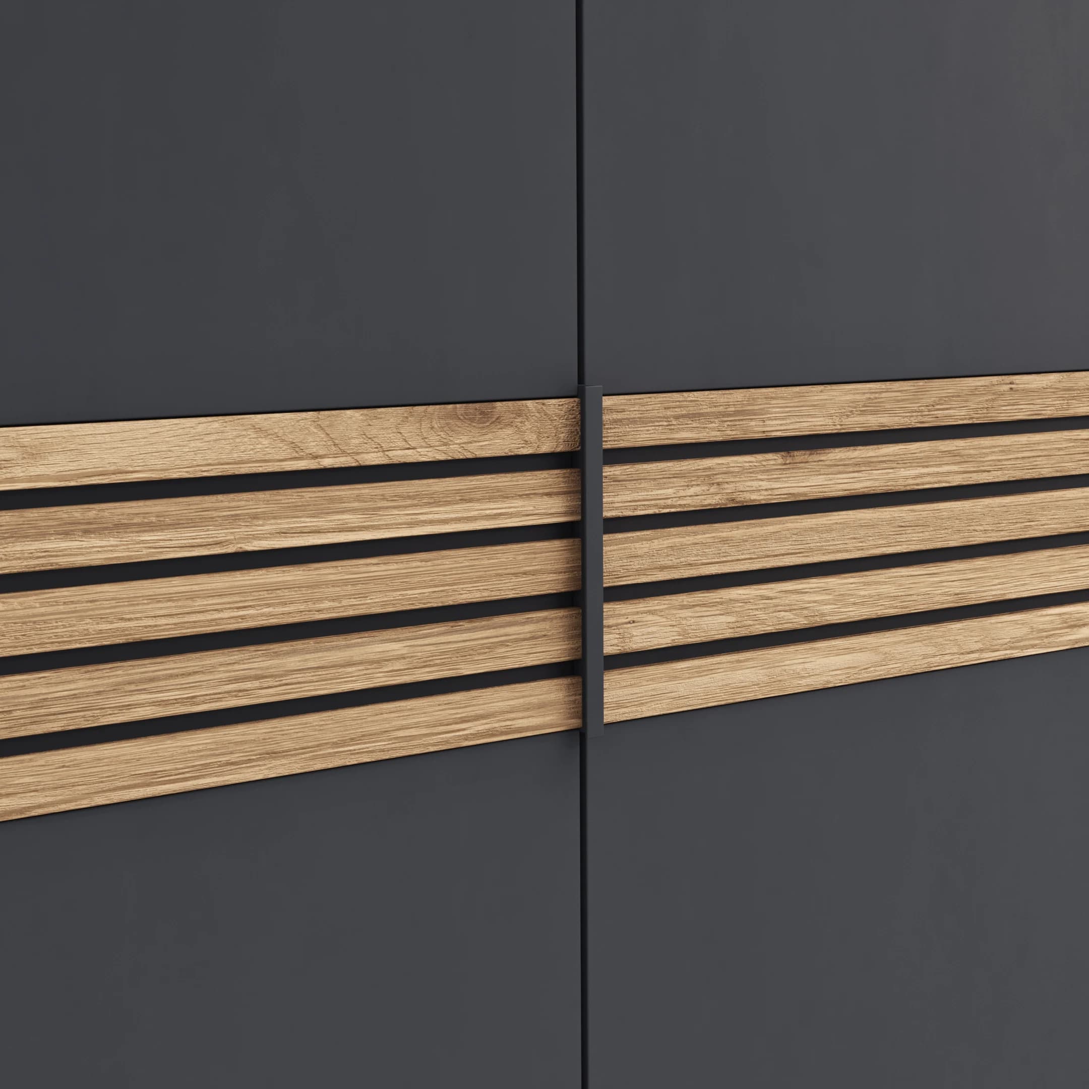 Drehtürenschrank Viana - B ca. 303cm, Lack, Anthrazit