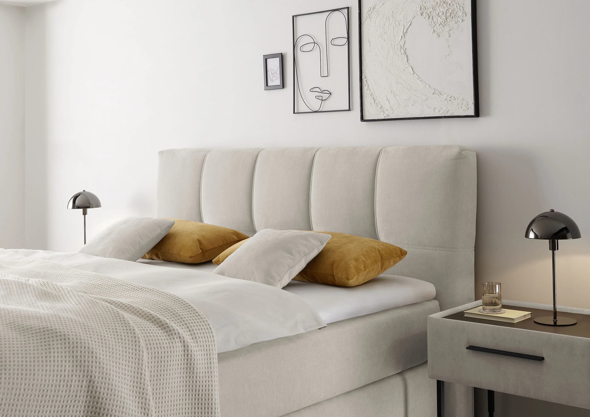 Boxspringbett - Liegefläche ca. 180x200 cm, Stoff, Grau