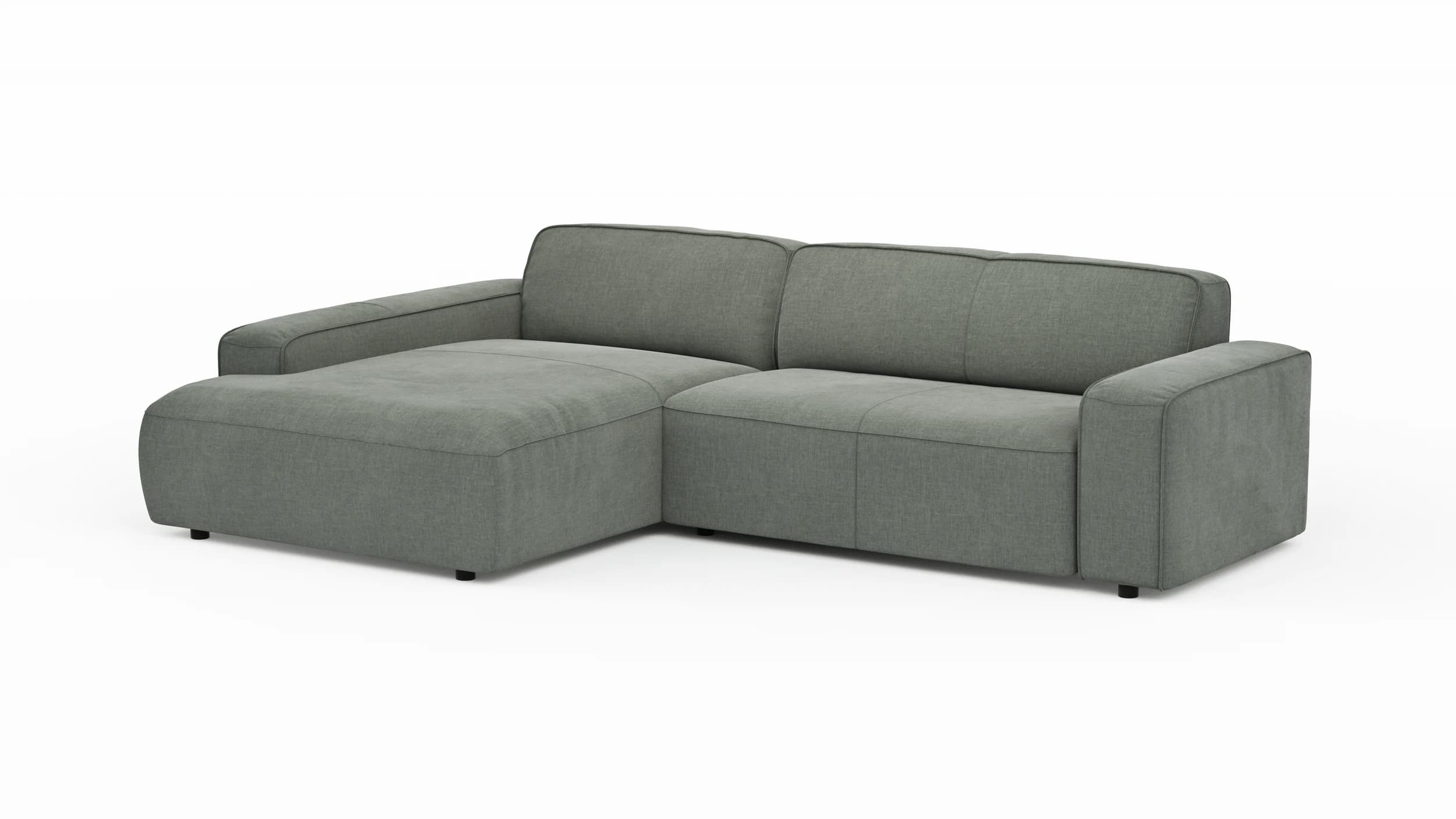 Ecksofa Denver - Longchair links mit 2-Sitzer, Stoff, Grau