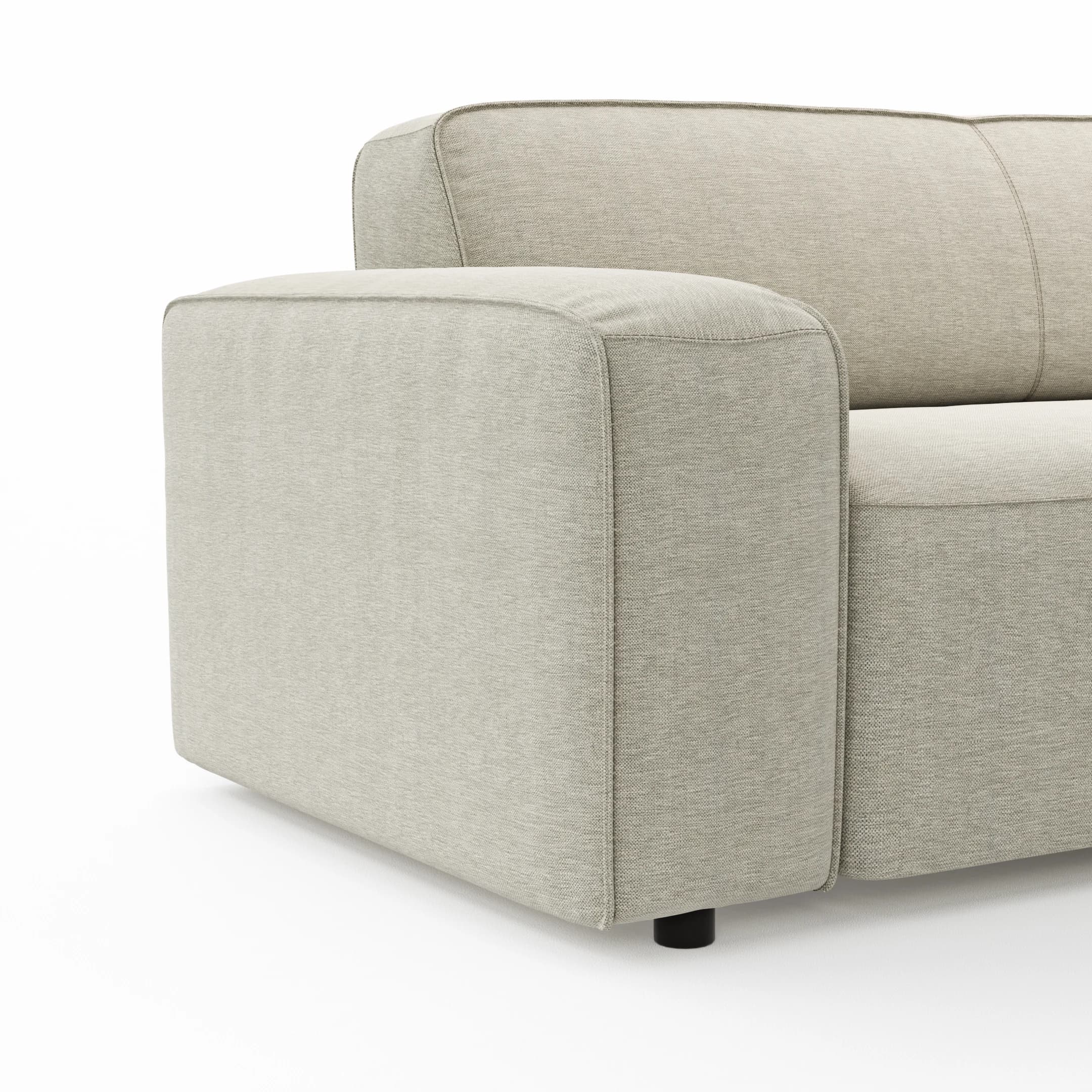 Ecksofa Denver - 2,5-Sitzer mit Longchair rechts, Stoff, Natur