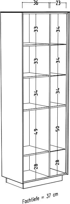 Vitrine - mit Beleuchtung, B ca. 67 cm, Anthrazit, Eiche massiv