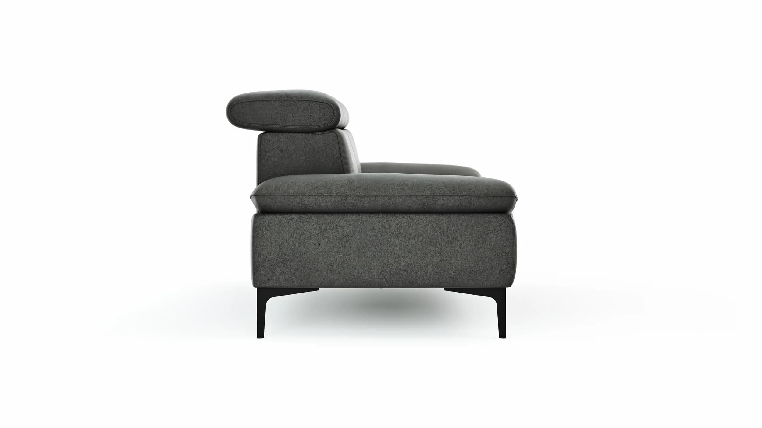 Sofa Felipa - 3-Sitzer inkl. Kopfteil verstellbar, Leder, Grau