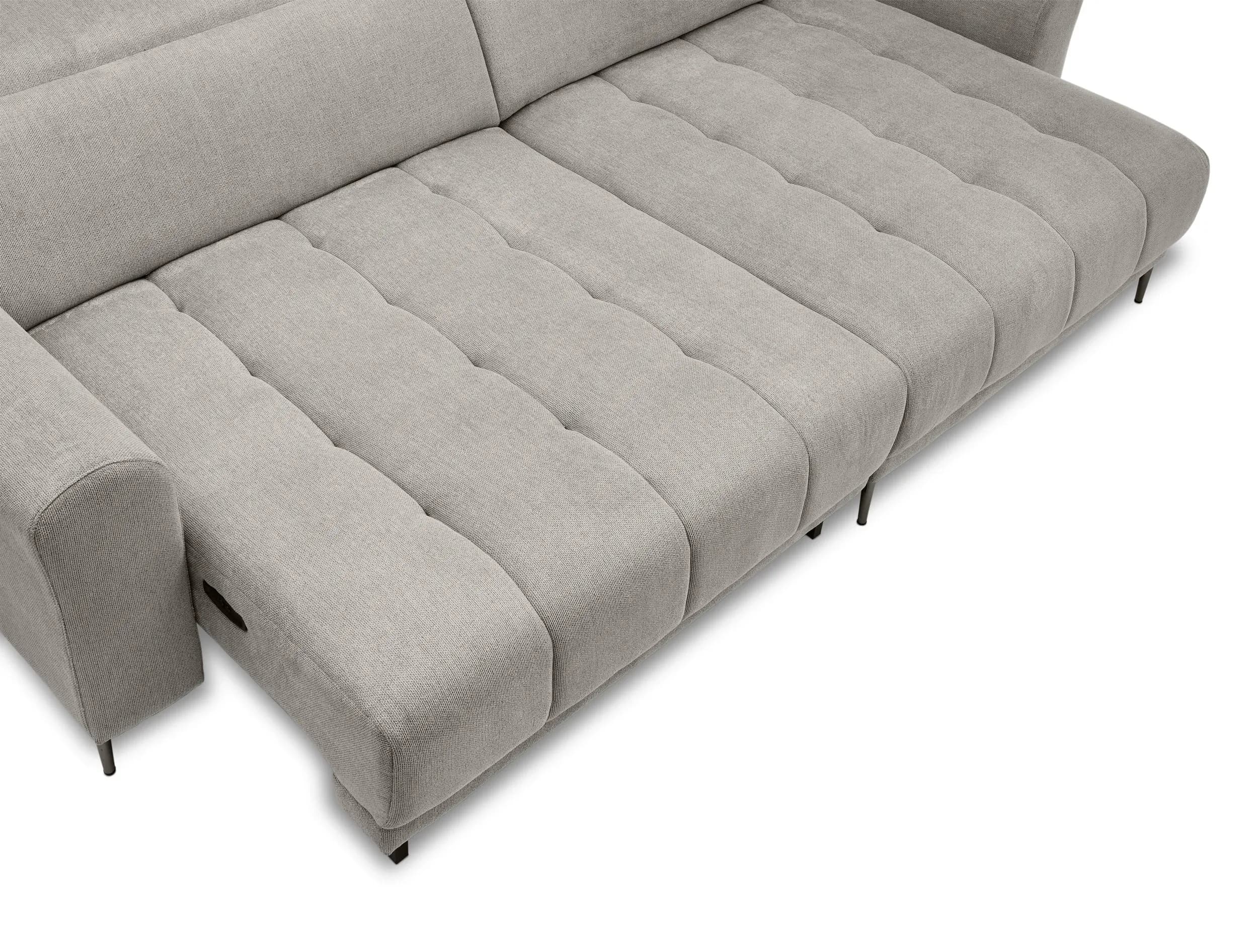 Ecksofa MINAO - 1,5-Sitzer mit Longchair rechts, Sitztiefe verstellbar motorisch, Kopfteil verstellbar, Stoff, Truffle