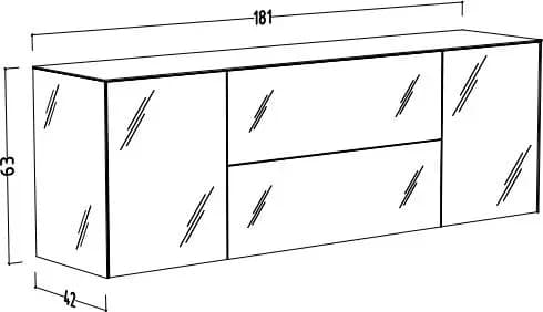 Lowboard - B ca. 181 cm, Olivgrün