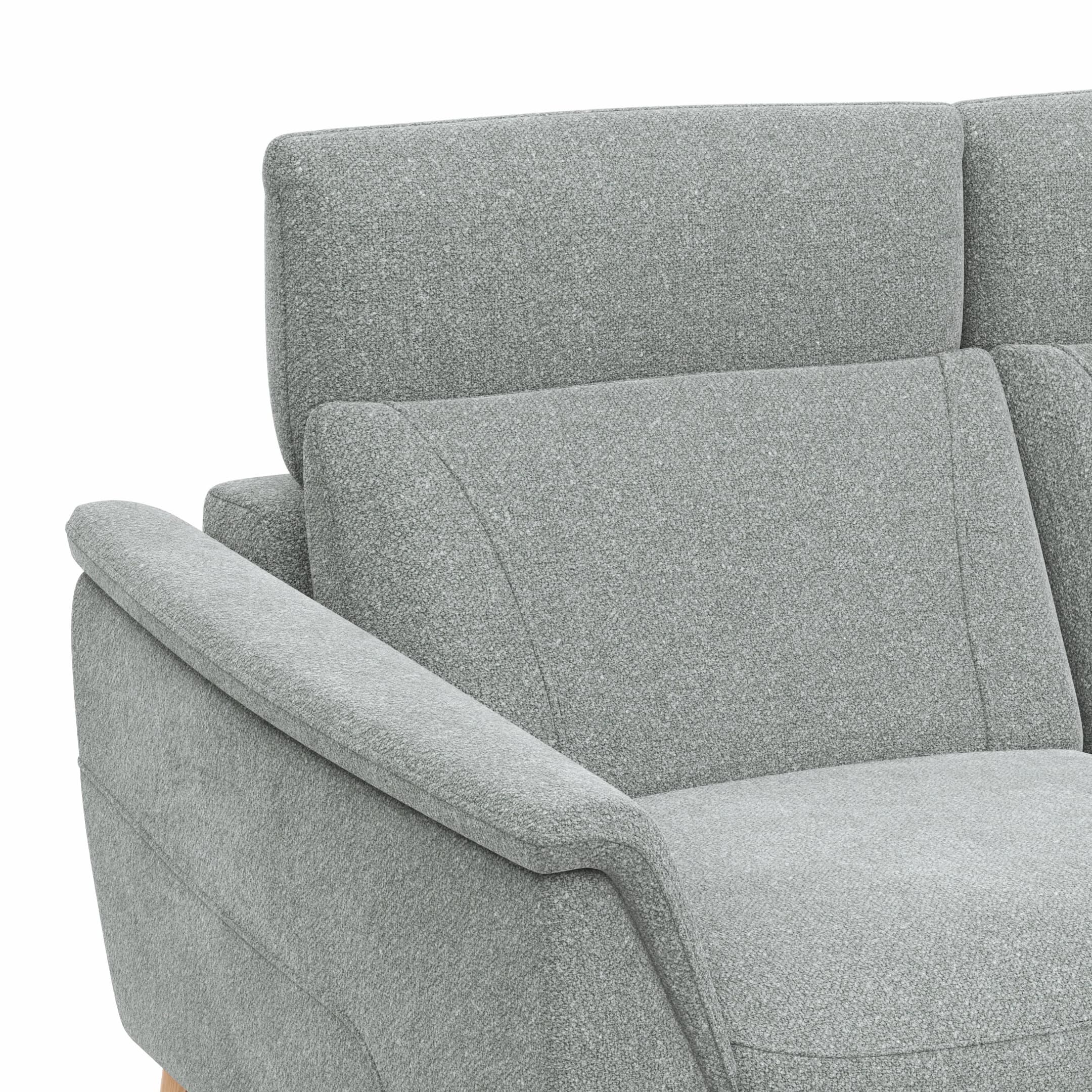 Sofa Nevin - 2,5-Sitzer inkl. Sitzvorzug (motorisch) und Kopfpolsterverstellung, Stoff, Silbergrau