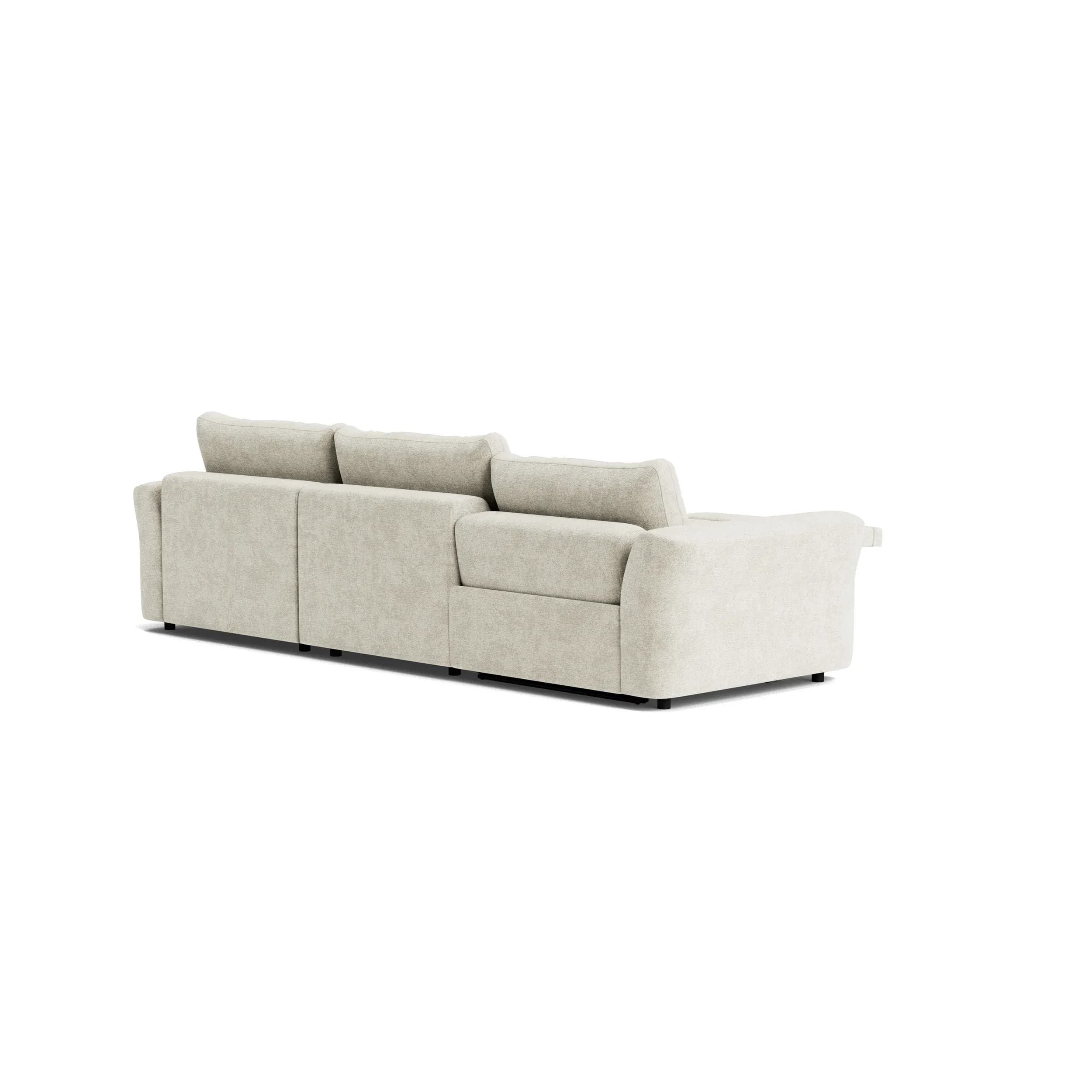 Ecksofa Almeria - 2-Sitzer mit Longchair rechts inkl. 1 Relaxfunktion motorisch, Stoff, Offwhite