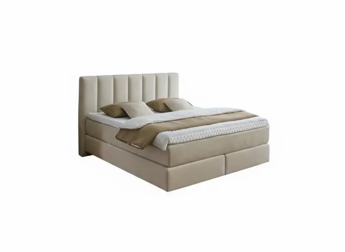 Boxspringbett - Liegefläche ca. 180x200 cm, Stoff, Natur