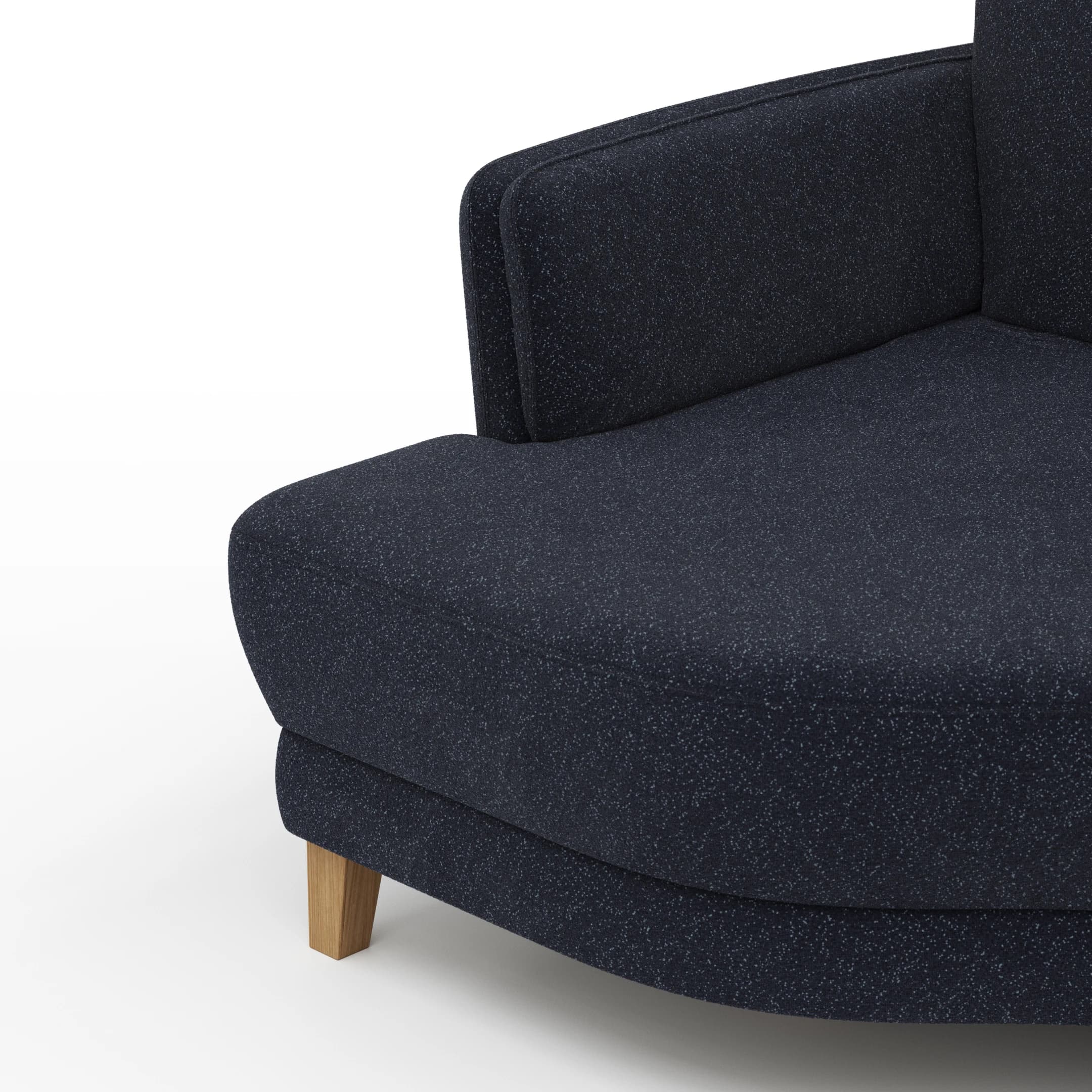Sofa Stamford - 3,5-Sitzer, Bogen links mit Ecksofa 2-sitzig und Abschlusshocker Rechts, Stoff, Dunkelblau