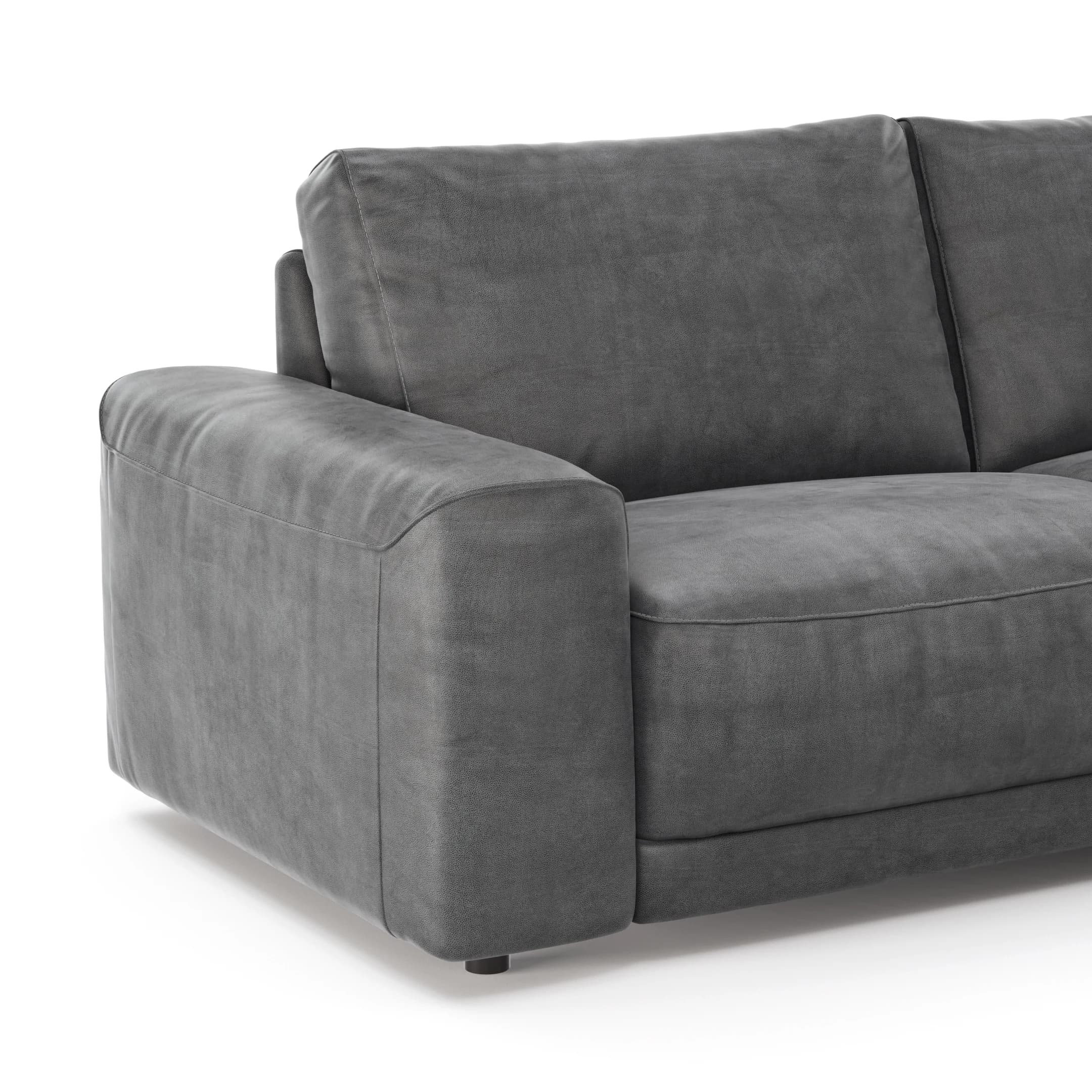 Ecksofa Balok - 2,5-Sitzer mit Longchair groß rechts, Stoff, Anthrazit