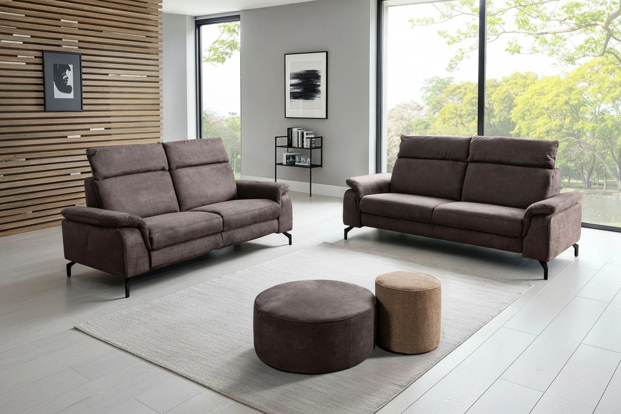 Sofa - 2-Sitzer, Stoff, Dunkelbraun
