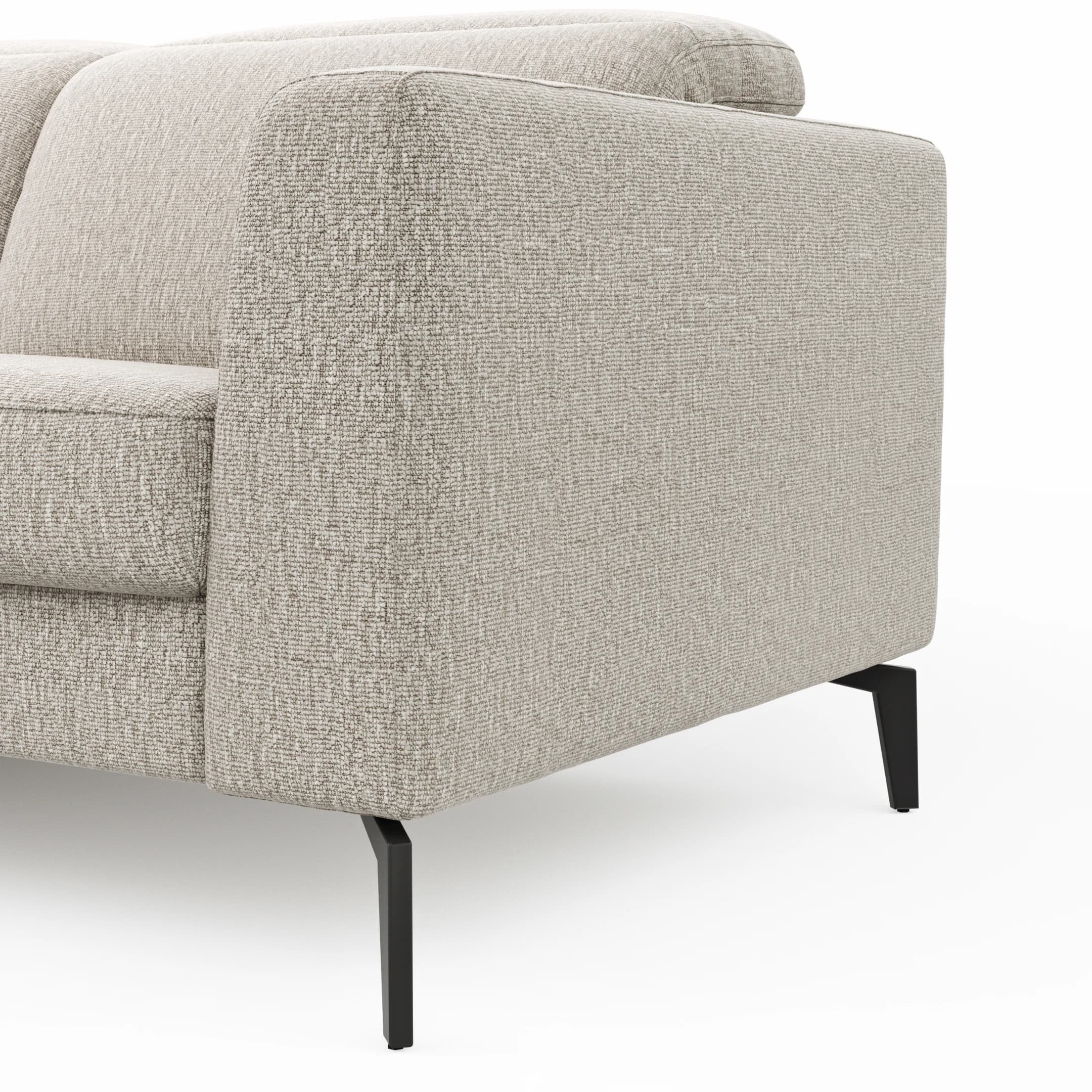 Ecksofa Rafaela 2.0 - Longchair mit 2,5-Sitzer rechts inkl. Sitzvorzug, Kopteilverstellung motorisch und Relaxfunktion motorisch im Longchair, Stoff, Champagner