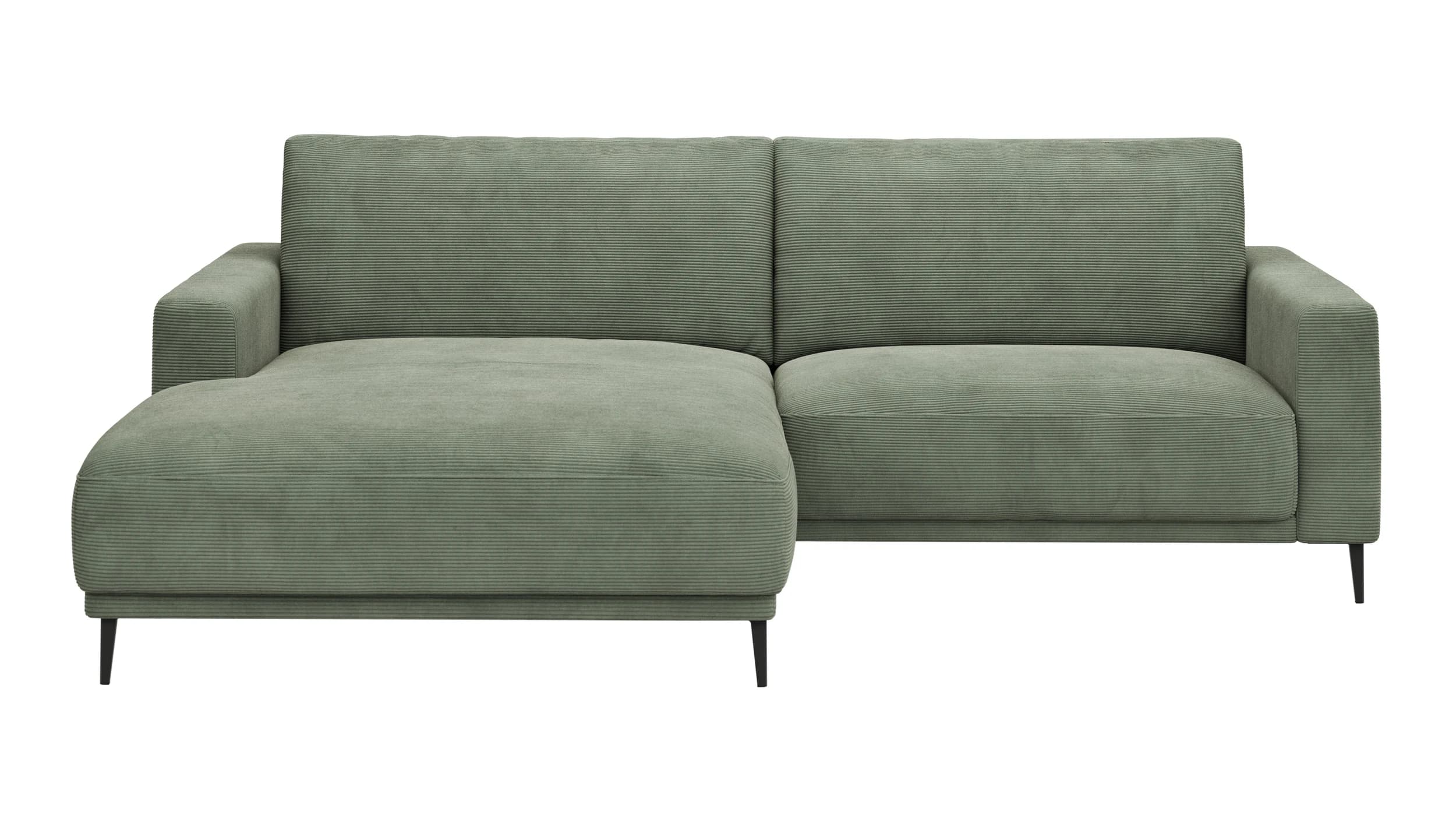 Ecksofa Solero 2.0 - Longchair mit 1,5-Sitzer rechts, Stoff, Olivgrün