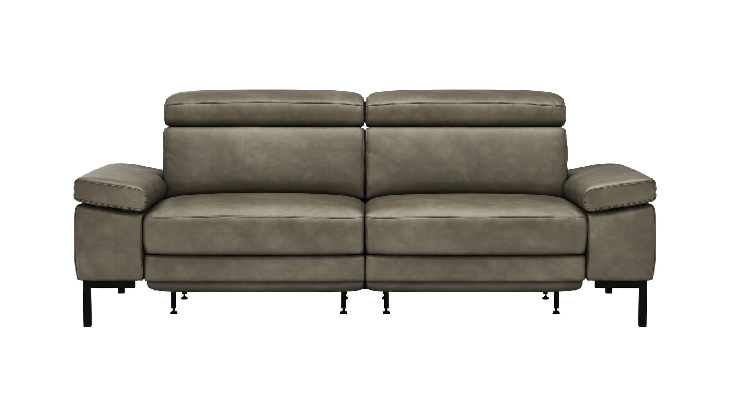 Sofa Hudson - 3-Sitzer, inkl. Relaxfunktion (motorisch) und Kopfteil/Armlehnen verstellbar, Leder, Braungrün