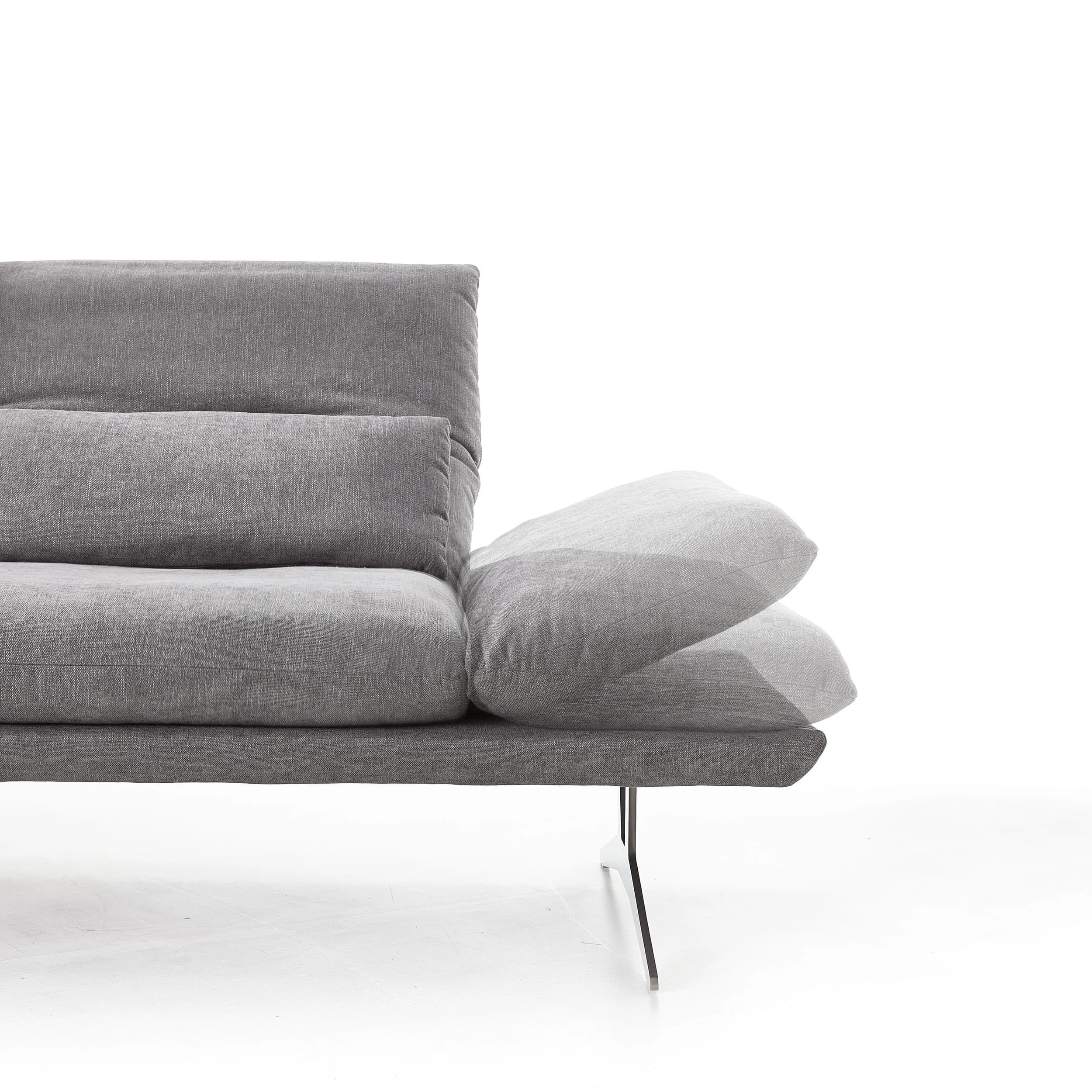 Ecksofa - Longchair links mit 2,5-Sitzer, Rückenlehne/Armlehne/Kopfteil verstellbar, Stoff, Grau