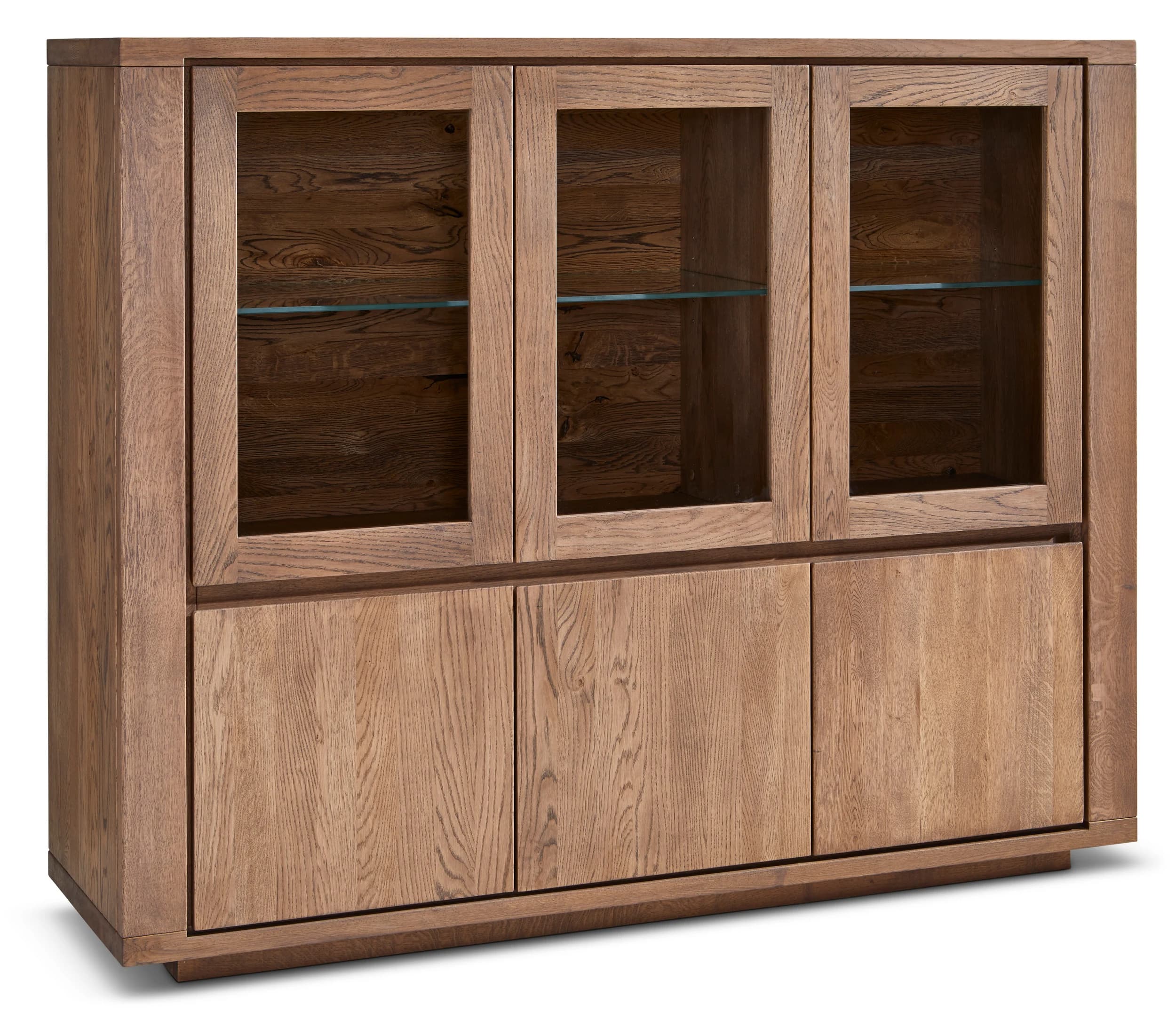Highboard Bakersfield - sichtbare Rückwand geschroppt, Asteiche massiv, barrique