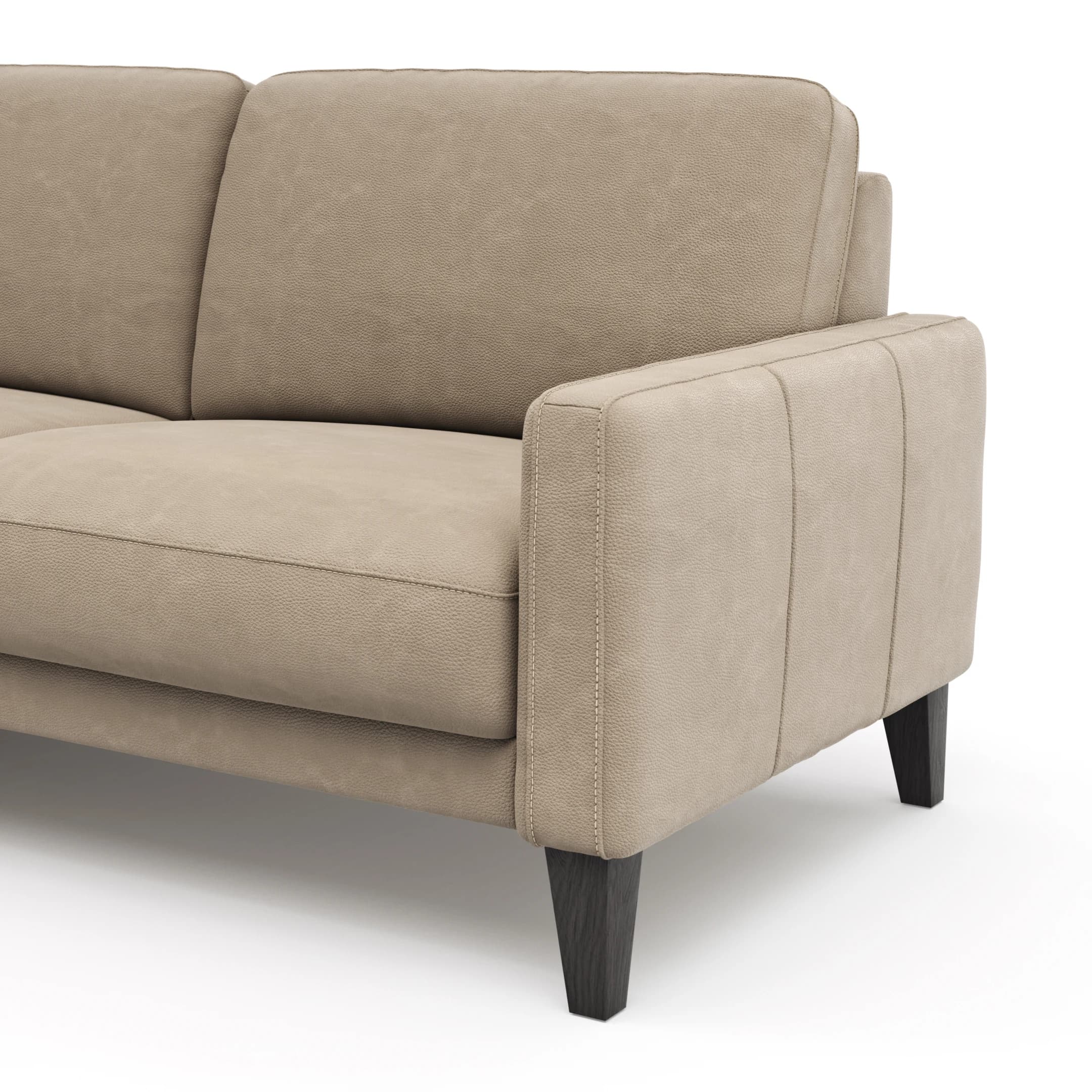 Ecksofa Matero - Longchair mit 2,5-Sitzer rechts inkl. Relaxfunktion motorisch, Leder, Taupe