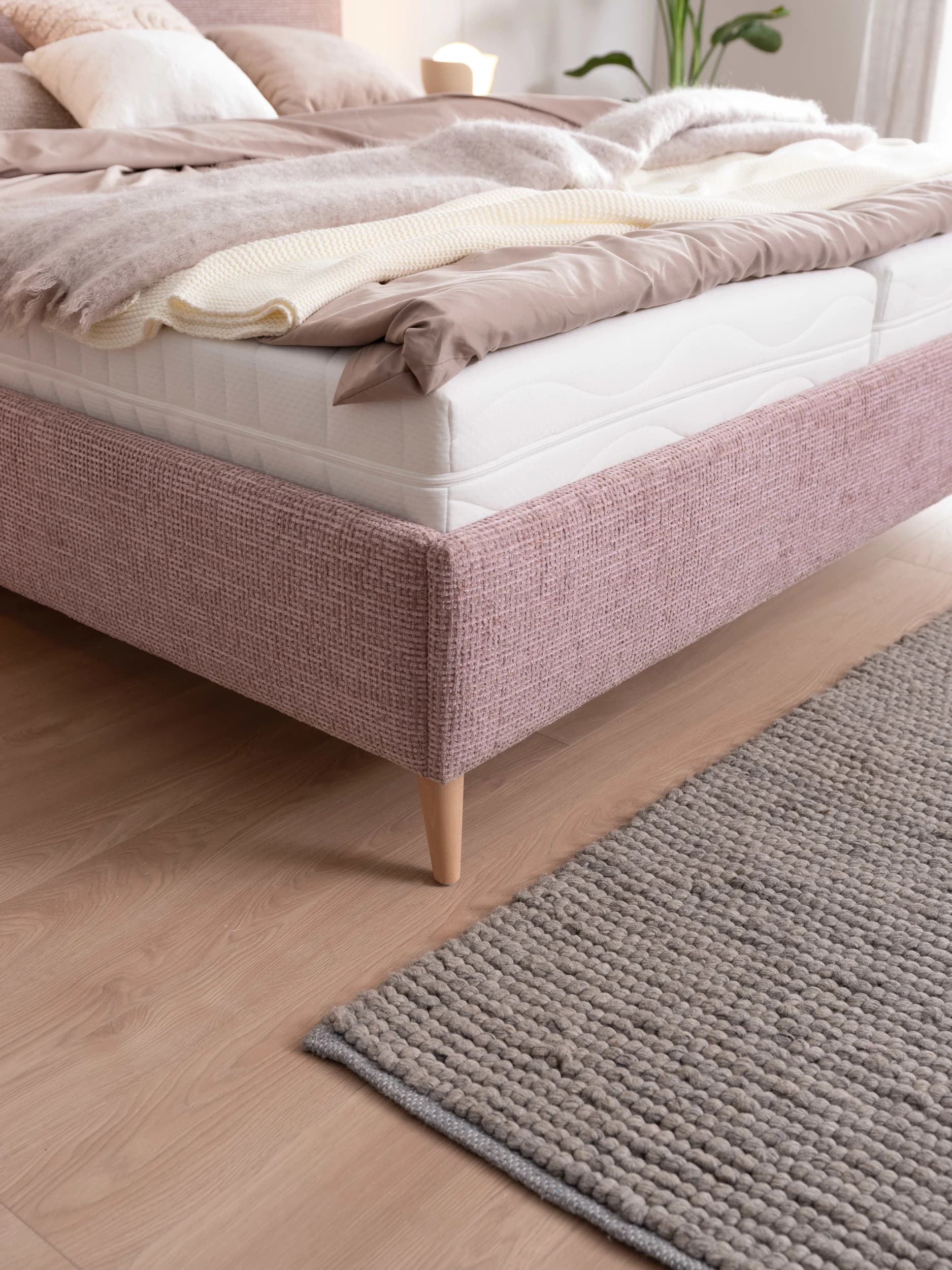 Boxspringbett EM Malo - Liegefläche ca. 120x200 cm, Stoff, braun