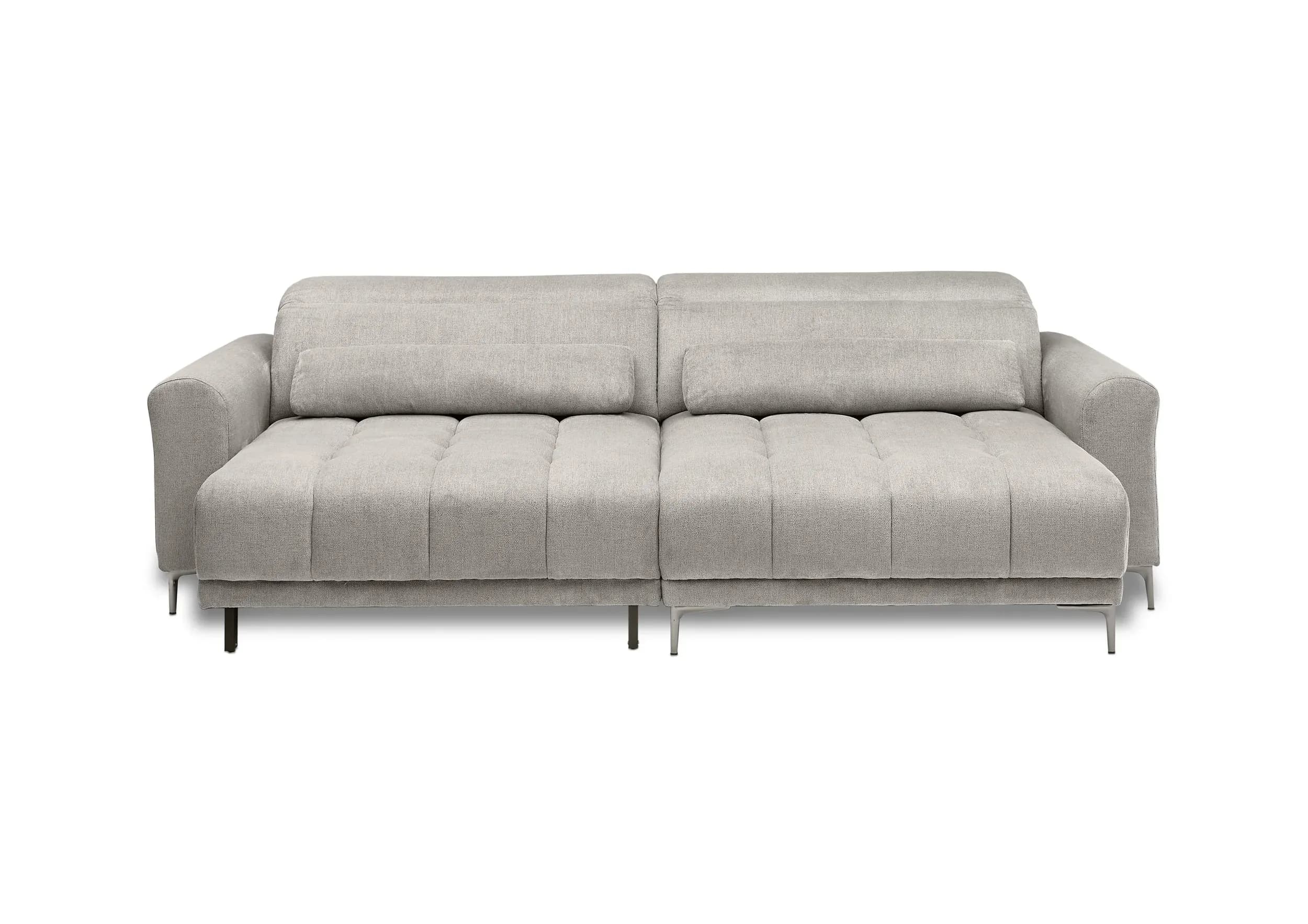 Ecksofa MINAO - 1,5-Sitzer mit Longchair rechts, Sitztiefe verstellbar motorisch, Kopfteil verstellbar, Stoff, Truffle