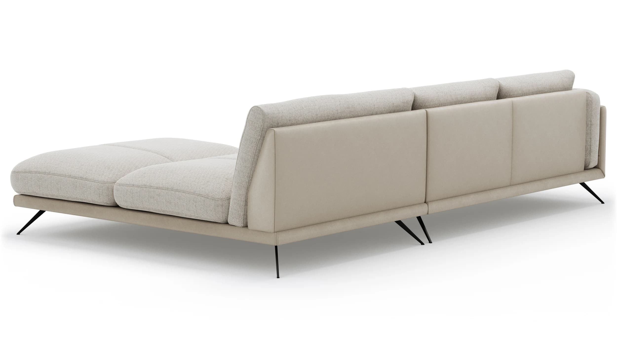 Ecksofa Valdemoro - 2,5-Sitzer mit  Longchair rechts inkl. Rückenlehne verstellbar, Stoff, Creme