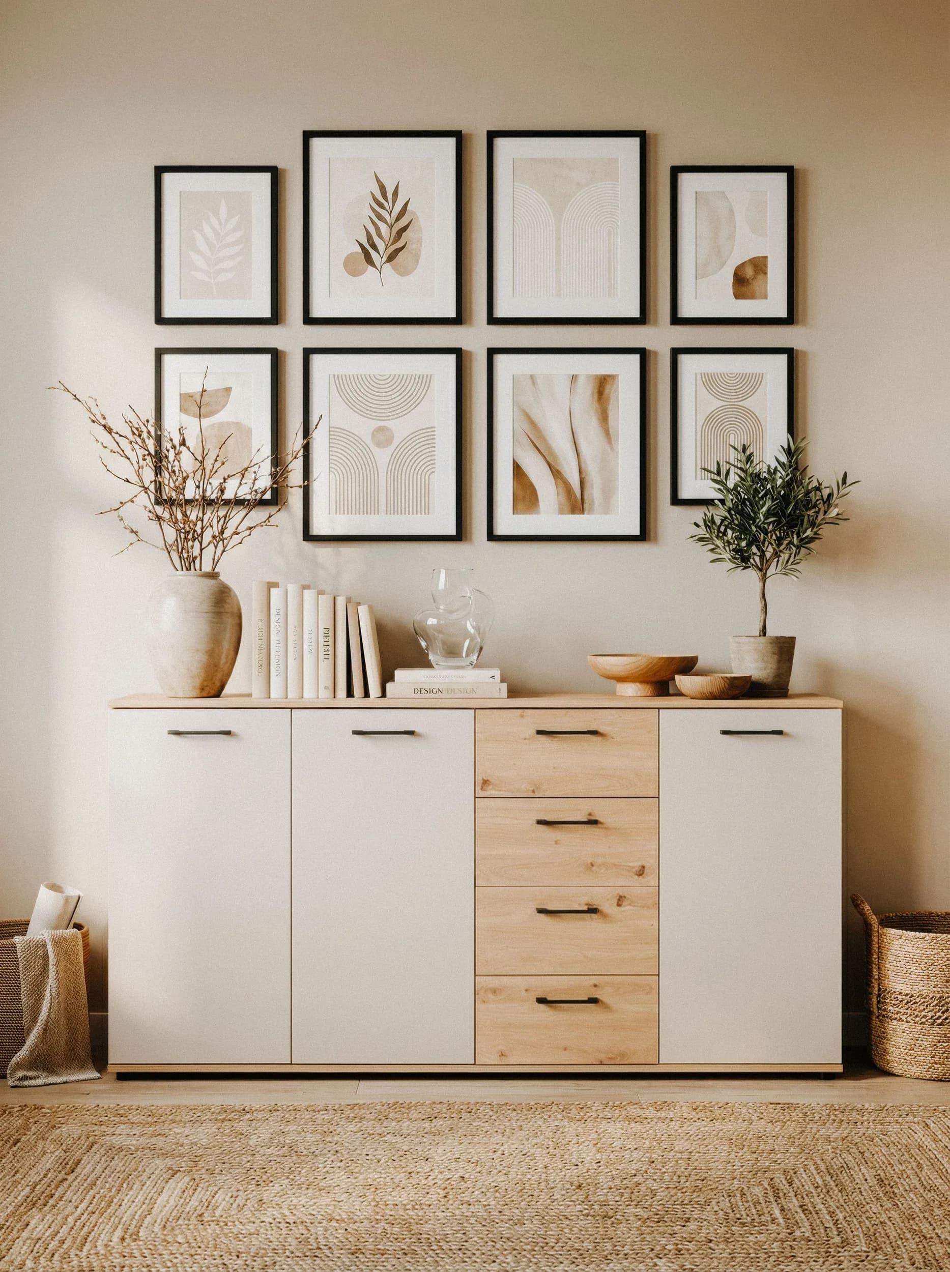 Sideboard- B ca. 160 cm, Eiche Dekor, Beige