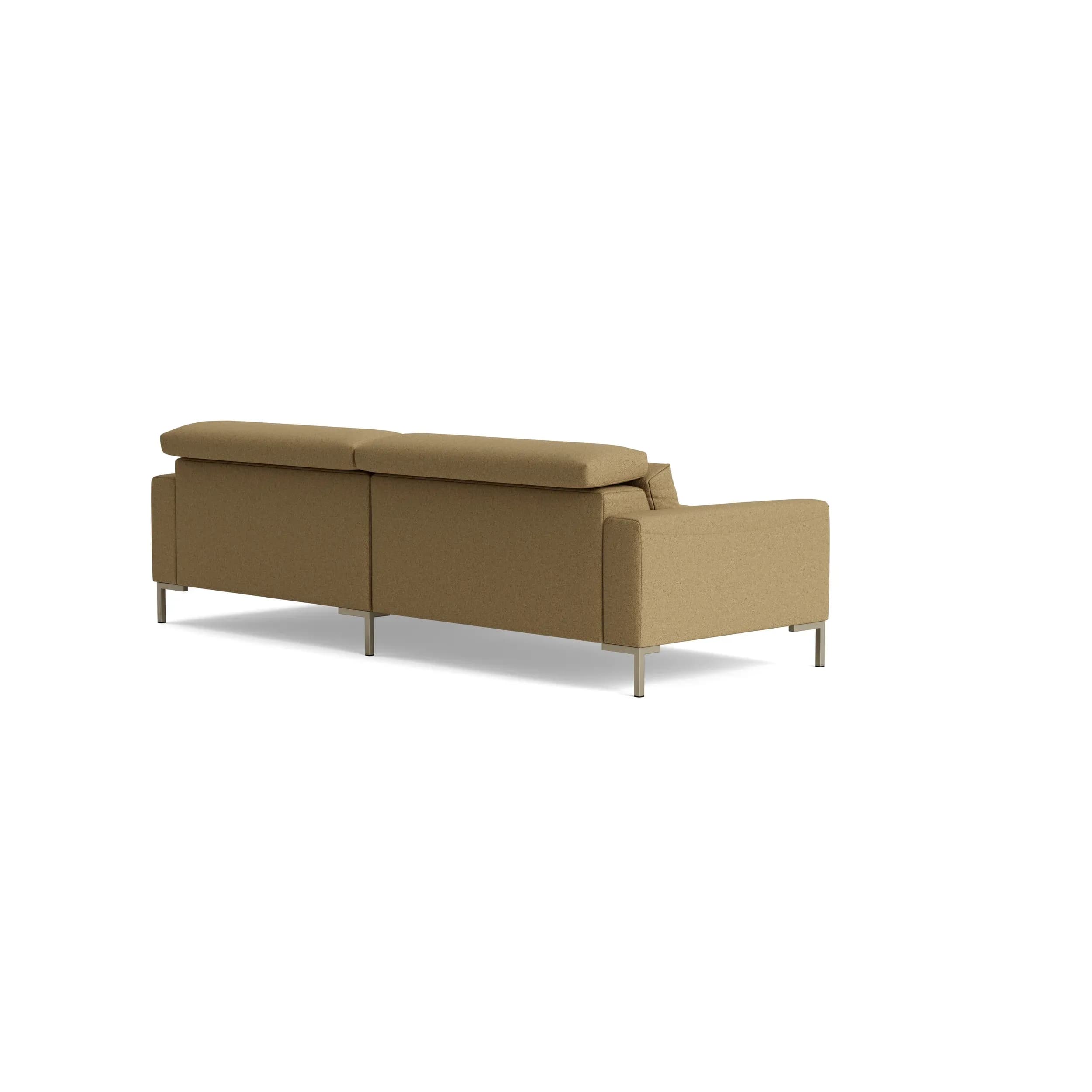 Sofa Braska - 1,75-Sitzer mit Longchair rechts, inkl. Kopfstütze verstellbar, Stoff, Rauchbraun