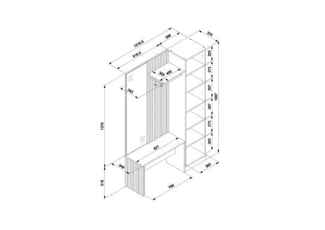 Kompaktgarderobe - Artisan Eiche Nachbildung, Anthrazit