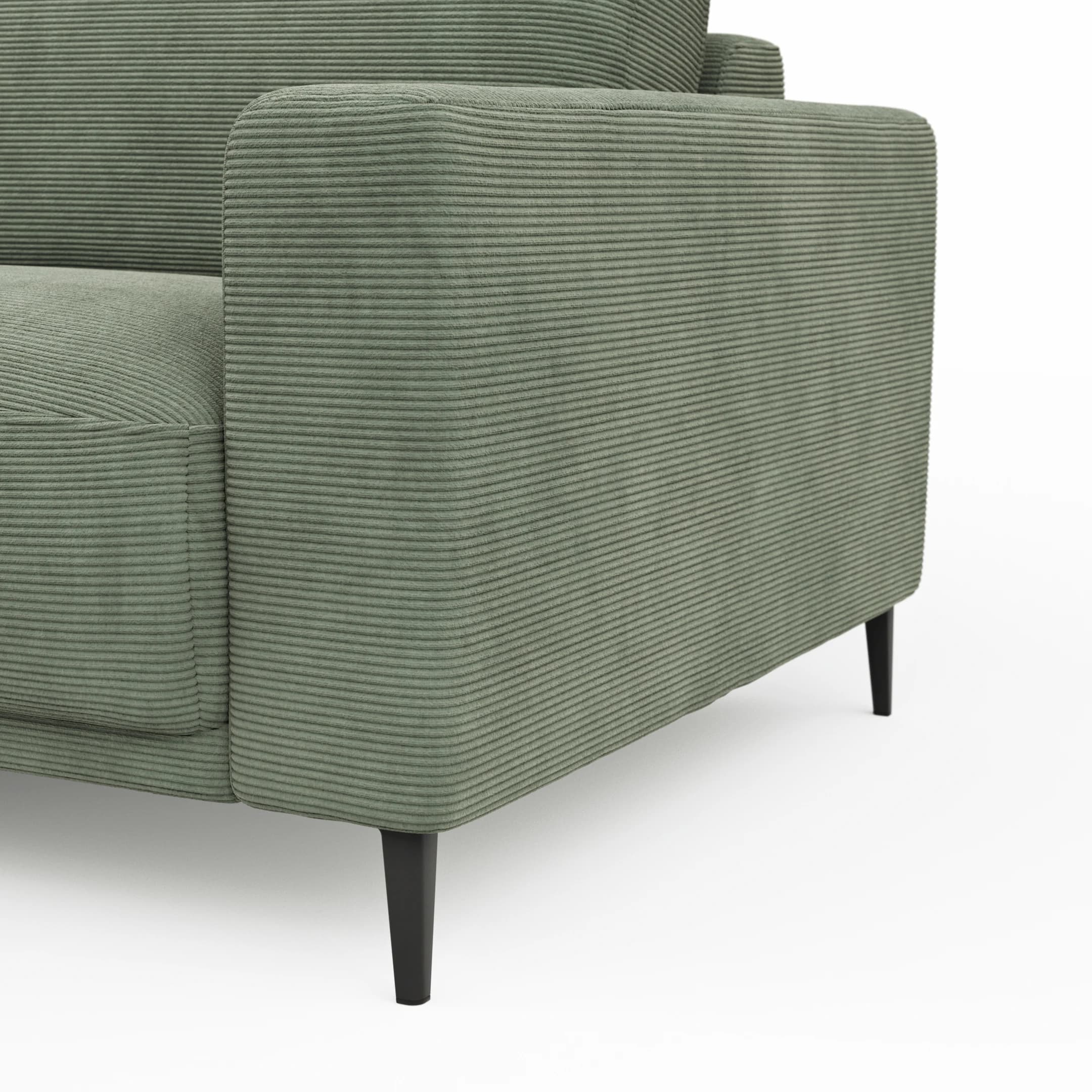 Ecksofa Solero 2.0 - Longchair mit 1,5-Sitzer rechts, Stoff, Olivgrün