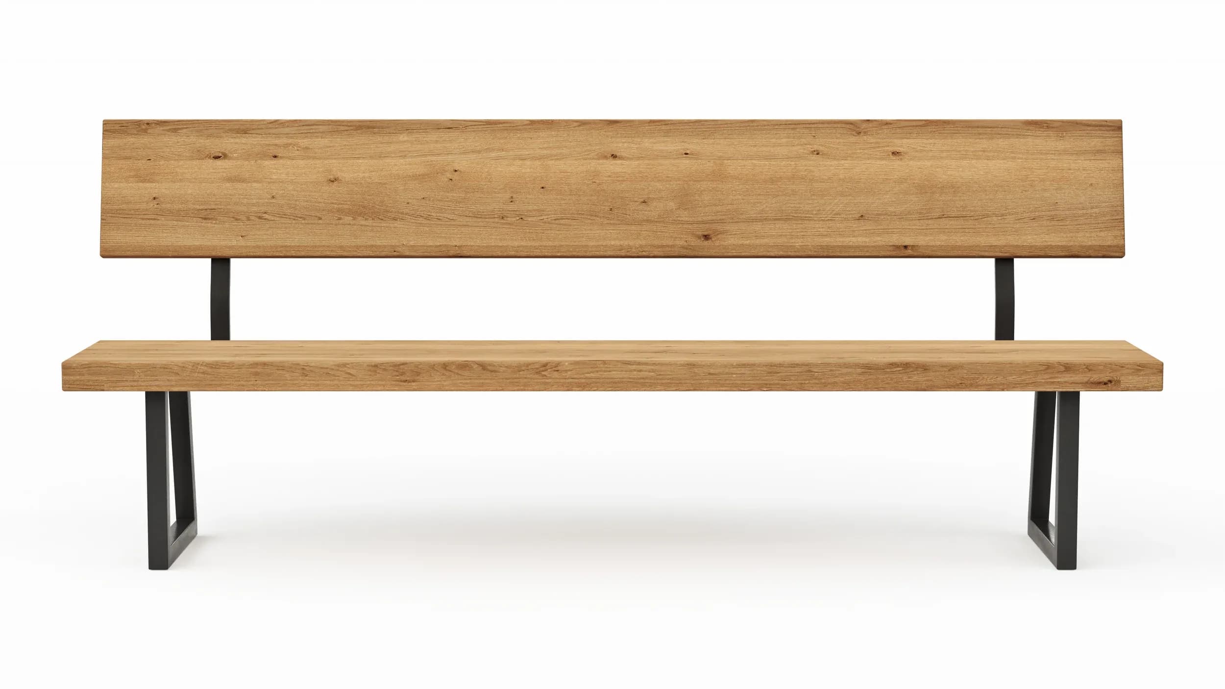Holzbank Clifton - mit Rückenlehne, Breite ca. 220cm, Zerreiche massiv, natur