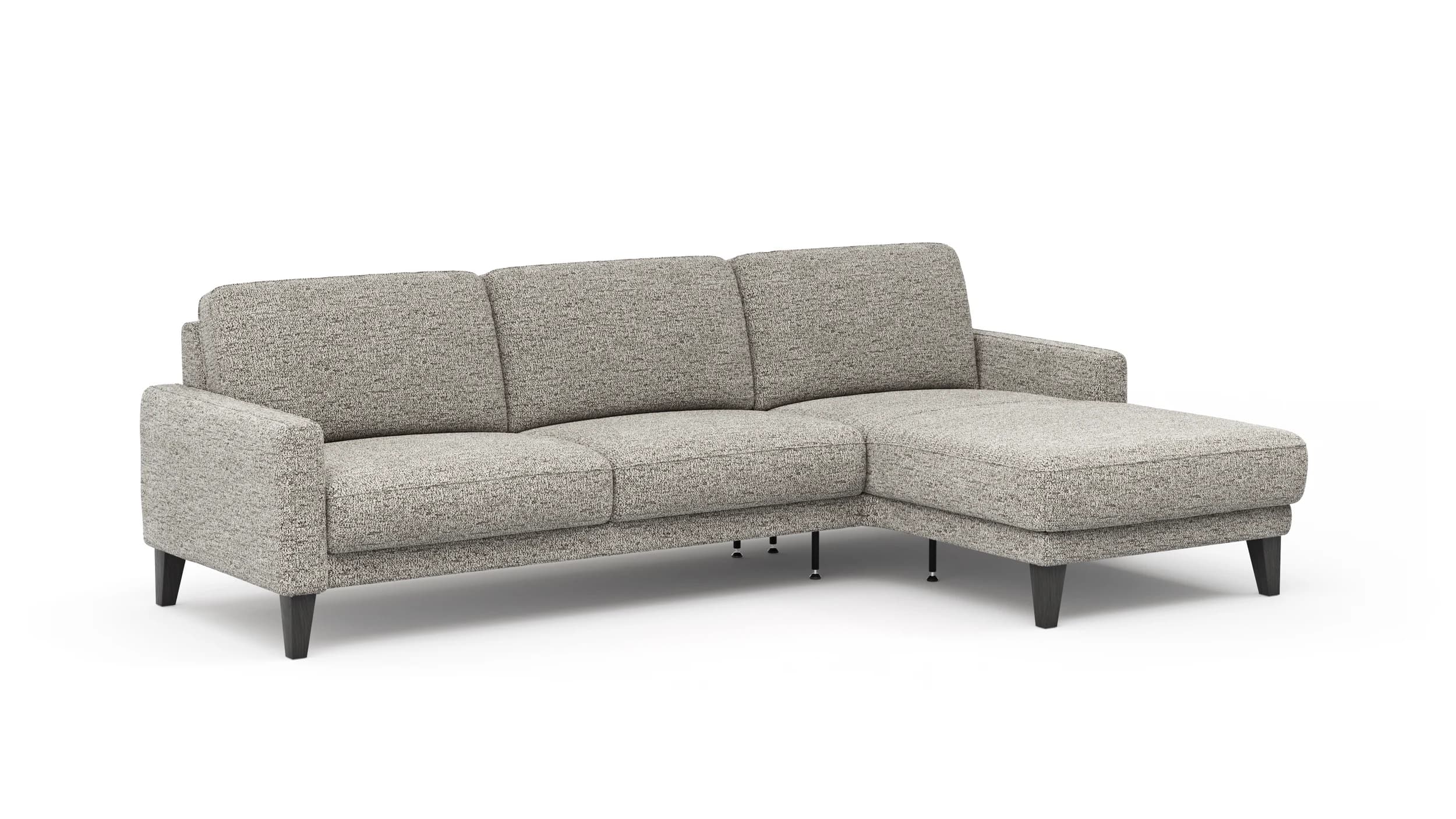 Ecksofa Matero - 2,5-Sitzer mit Longchair rechts, Stoff, Graubeige