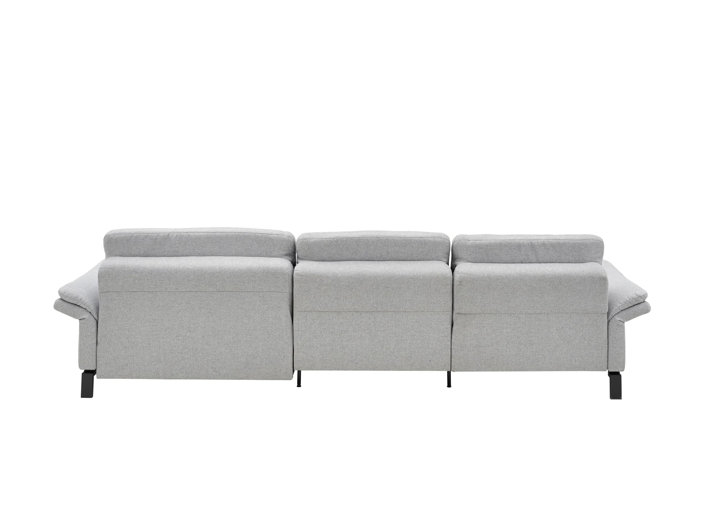 Ecksofa - 3-Sitzer mit Longchair rechts, Relaxfunktion motorisch, Stoff, Hellgrau