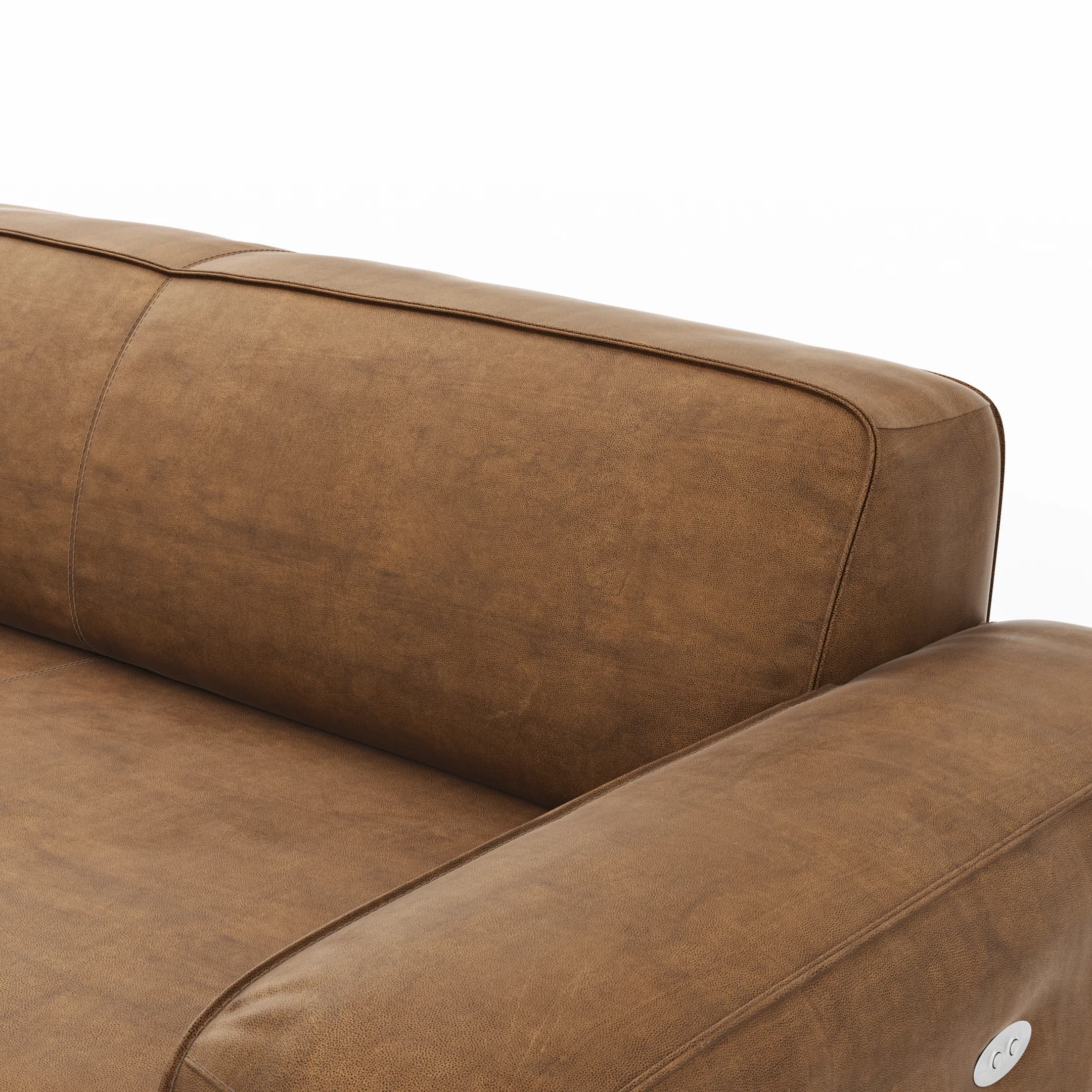 Ecksofa Denver - Longchair links mit 2,5-Sitzer inkl. Sitzvorzug (motorisch), Stoff, Braun