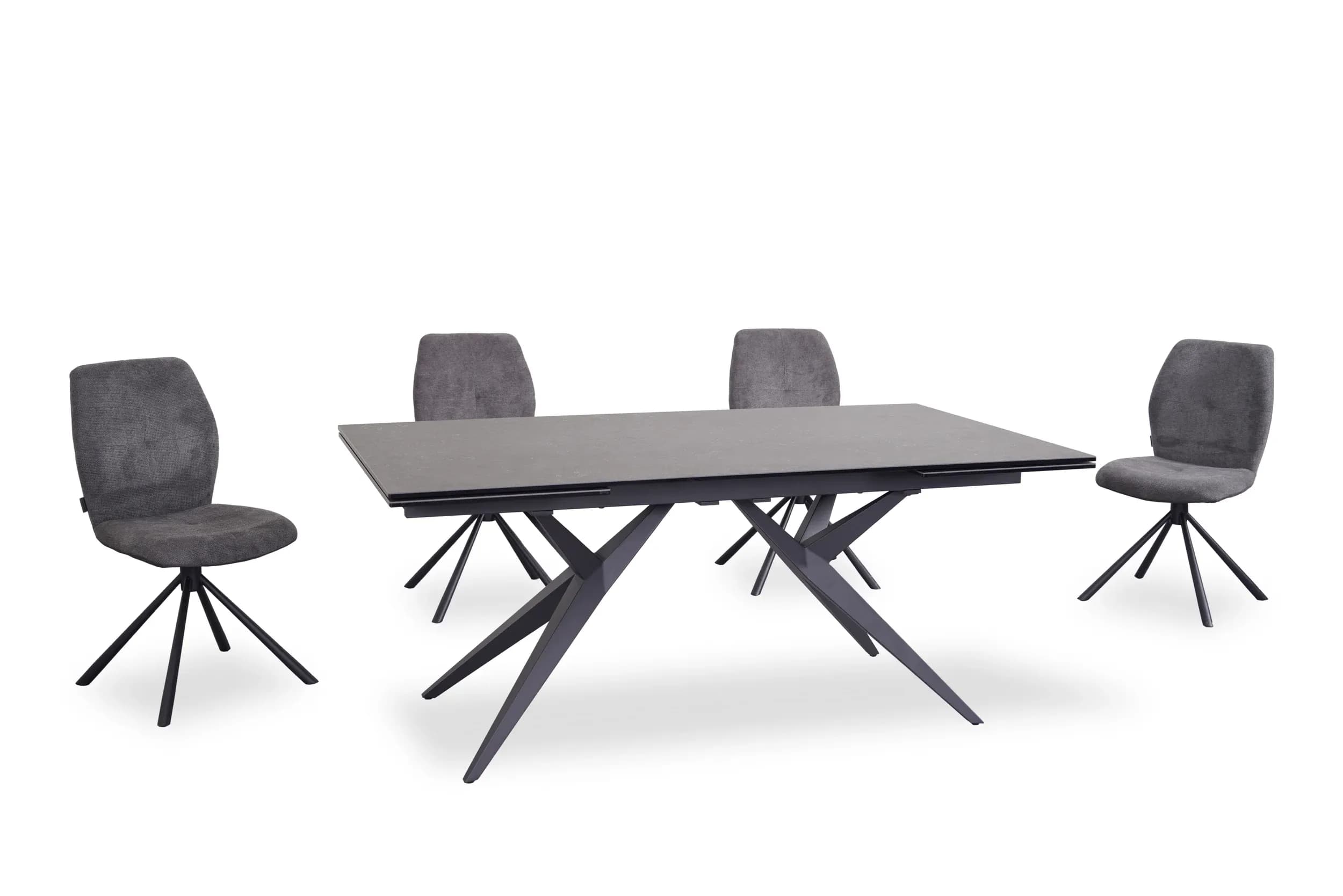 Esstisch MICHELA - ausziehbar, LB ca. 180x95 cm, Glaskeramik, Dunkelgrau