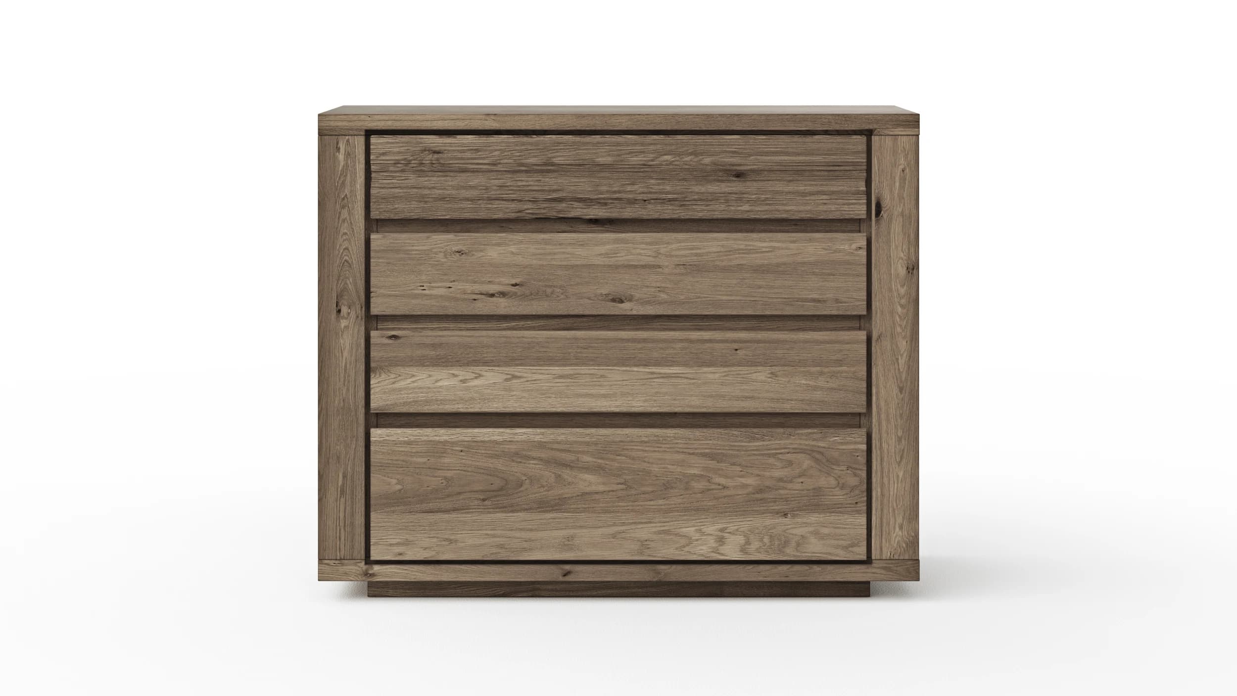 Kommode Bakersfield - obere Schublade geschroppt, Asteiche massiv, barrique