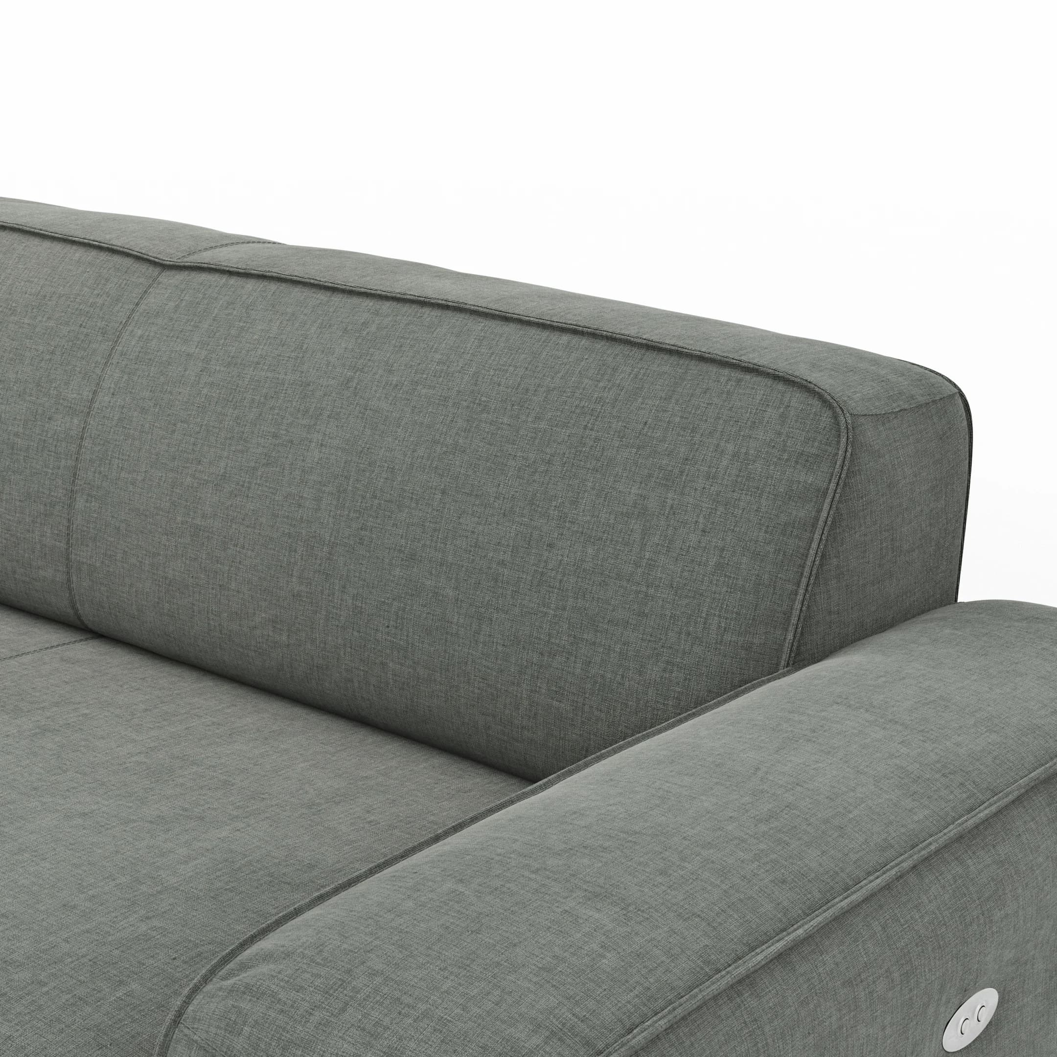 Ecksofa Denver -  Longchair links mit 2-Sitzer, inkl. Sitzvorzug (motorisch), Stoff, Grau