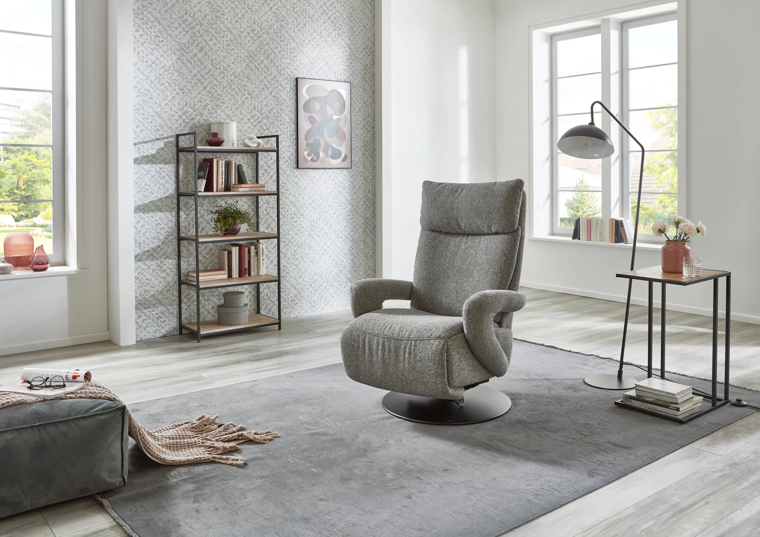 Sessel - Größe XS, Relaxfunktion, Stoff, Grau