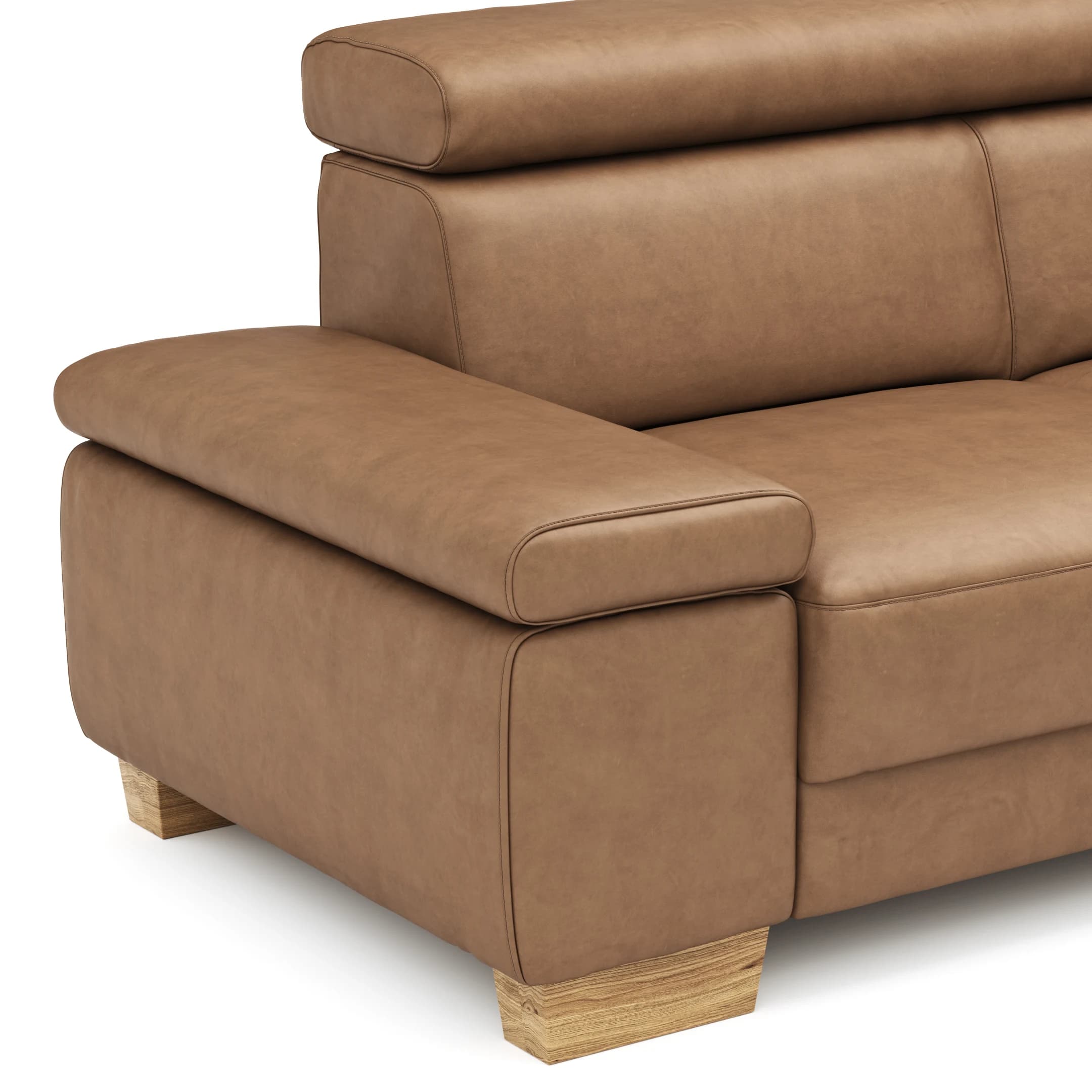 Ecksofa Philadelphia - 2,5-Sitzer, Ecke rechts, Kopfteil verstellbar (manuell), Sitzvorzug (motorisch),  Stoff, Braun