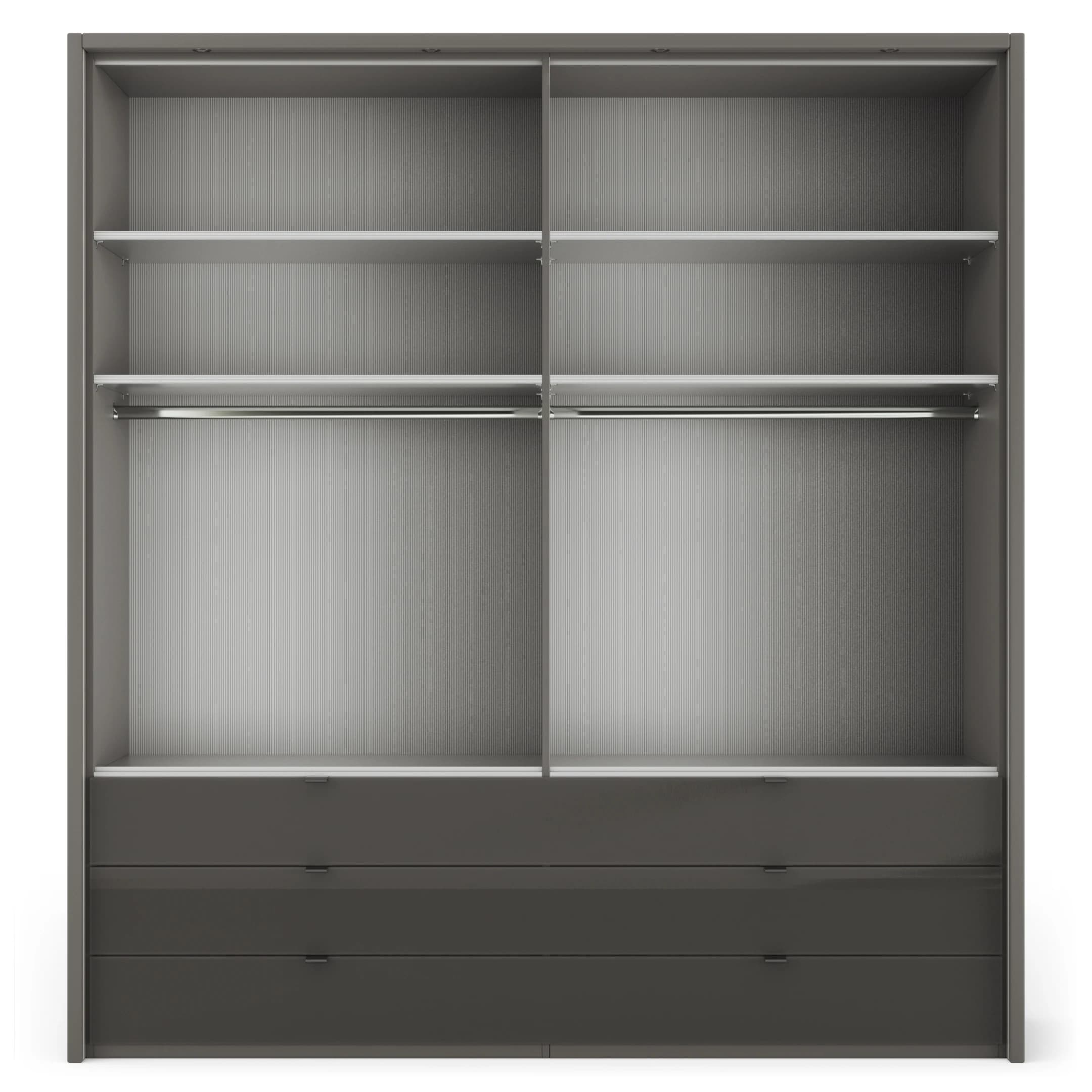 Drehtürenschrank Marbella - B. ca. 157cm, Korpus Melamin, Grau, Front Glas, Weiß