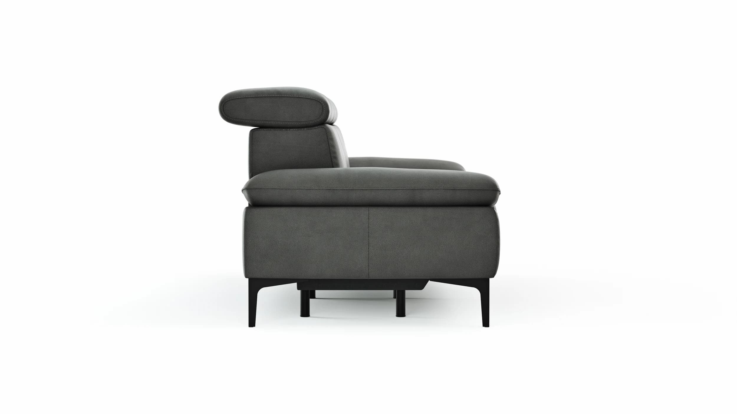Sofa Felipa - 3-Sitzer inkl. Relaxfunktion (motorisch) und Kopfteil verstellbar, Leder, Grau