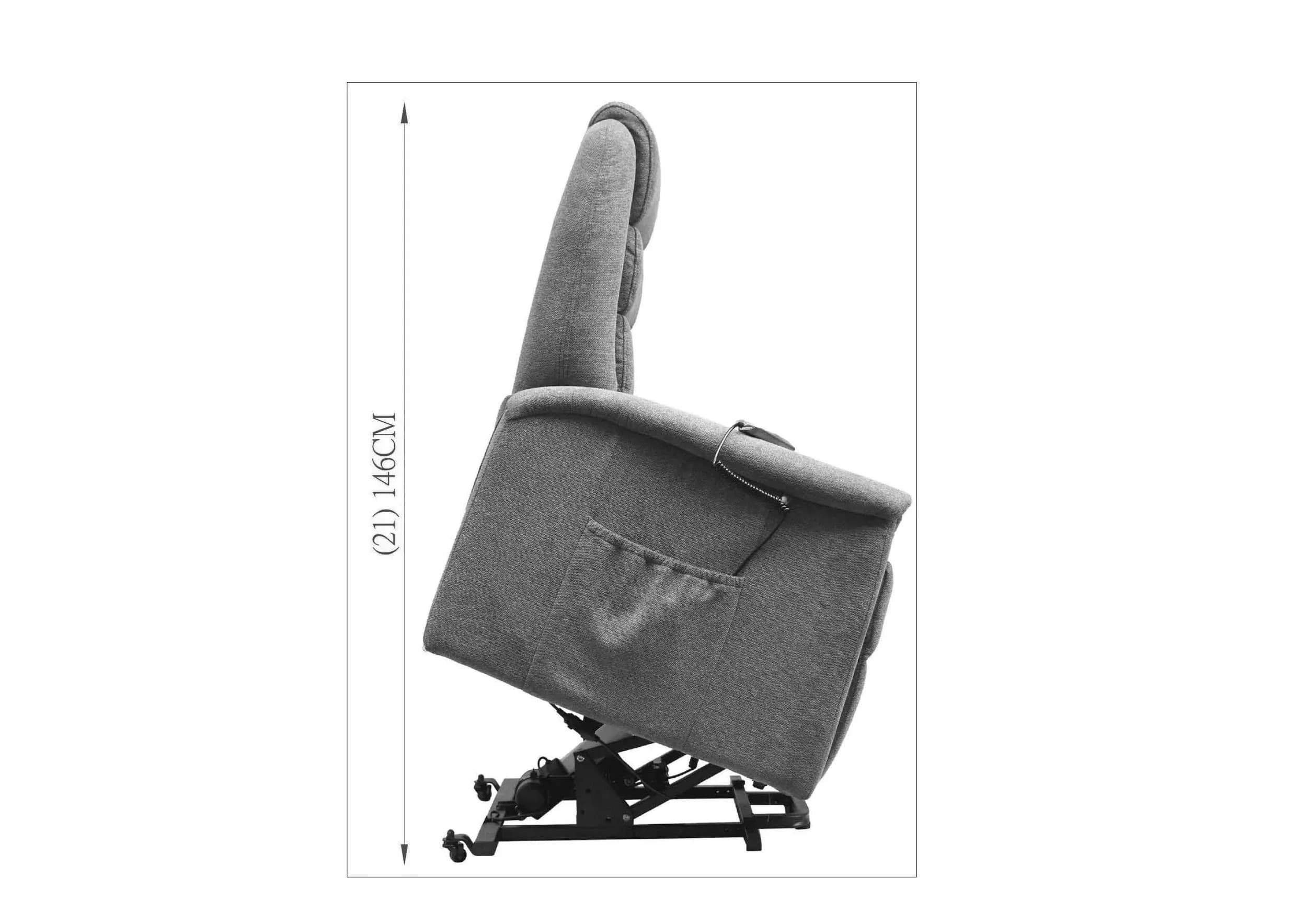 TV-Sessel MYRON - Aufstehhilfe, Relaxfunktion, Stoff, Grau