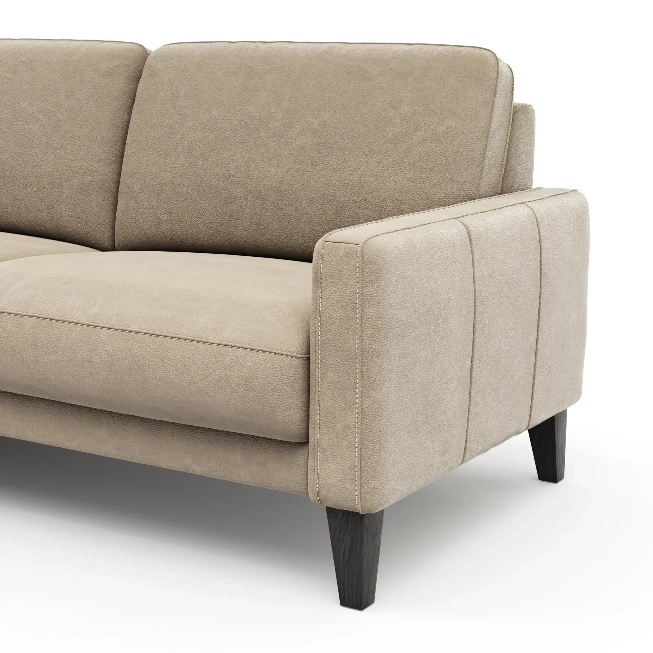 Ecksofa Matero - Longchair mit 2,5-Sitzer rechts, Leder, Taupe
