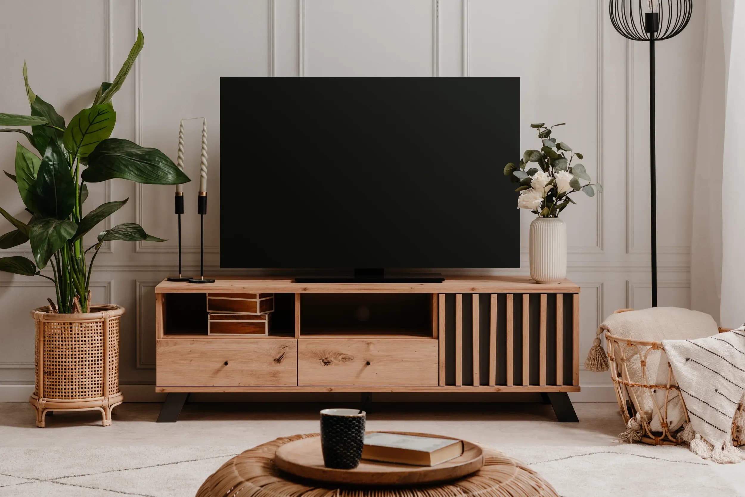 TV-Board- Eiche Dekor, Anthrazit
