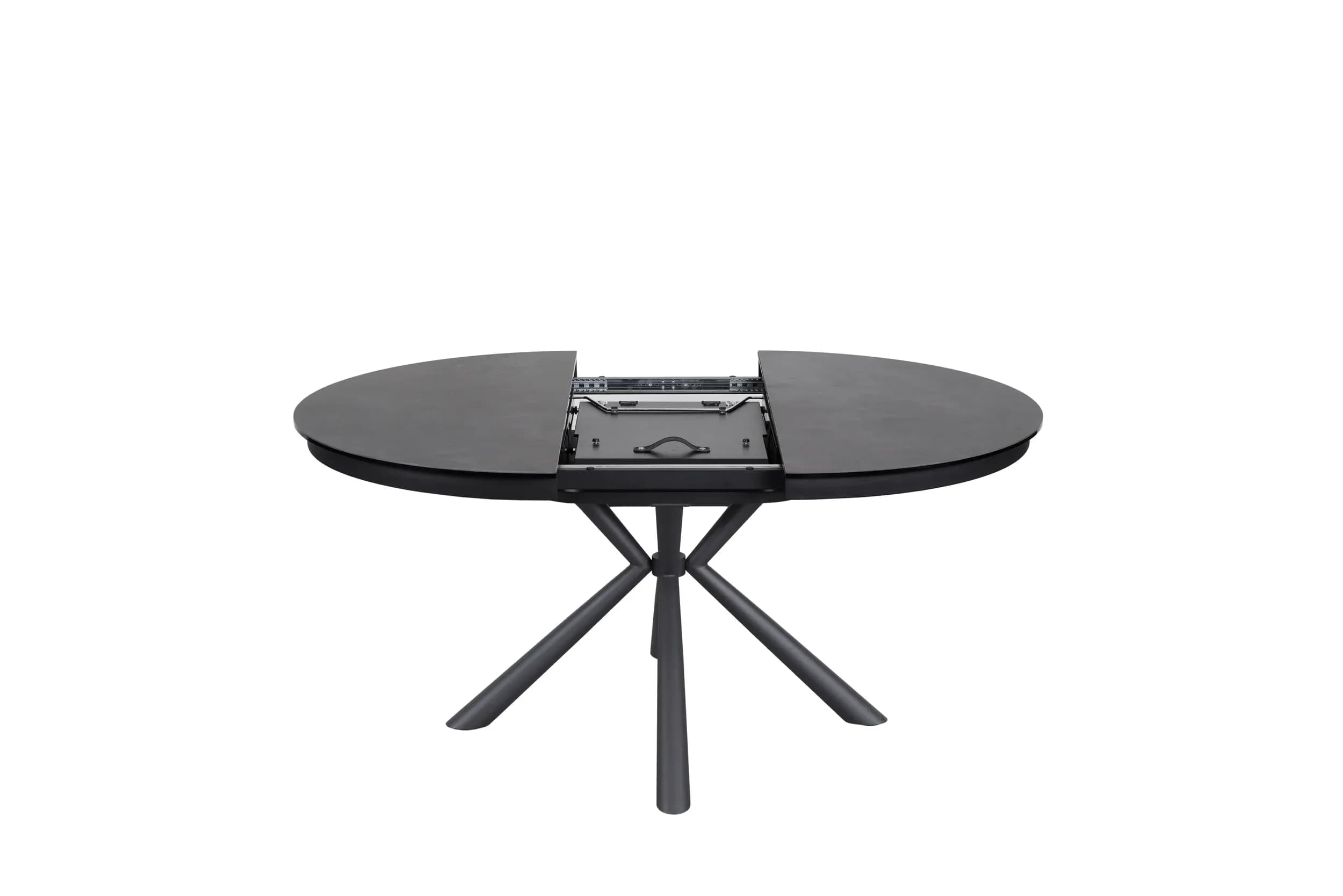 Esstisch MALEKO - ausziehbar, Ø/H ca. 120x76 cm, Glaskeramik, Dunkelgrau