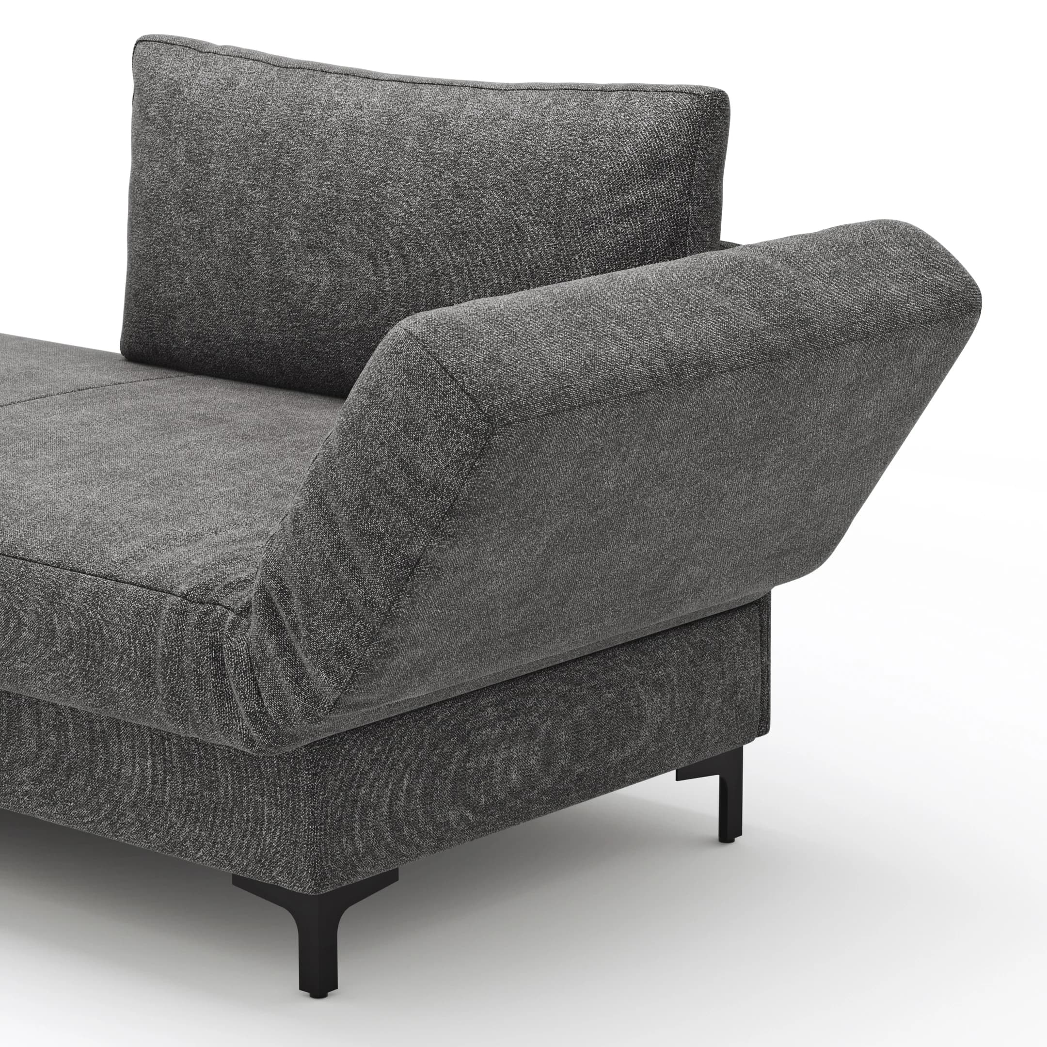 Schlafsofa Verano - Ausrichtung rechts inkl. Schlaffunktion und Bettkasten, Stoff, Dunkelgrau