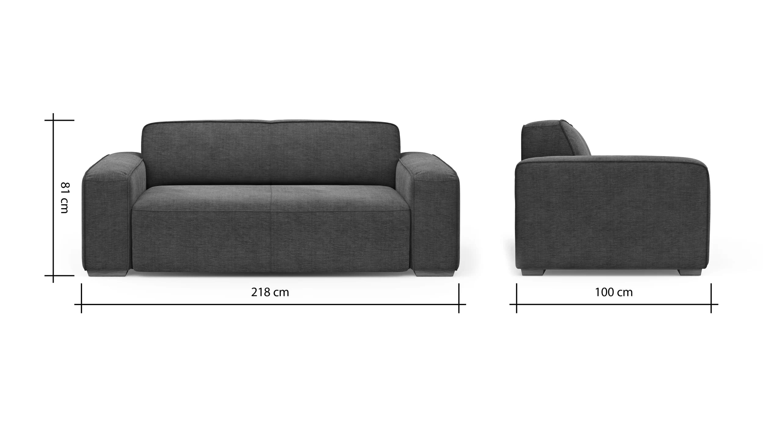 Sofa Denver - 2,5-Sitzer, Stoff, Blau