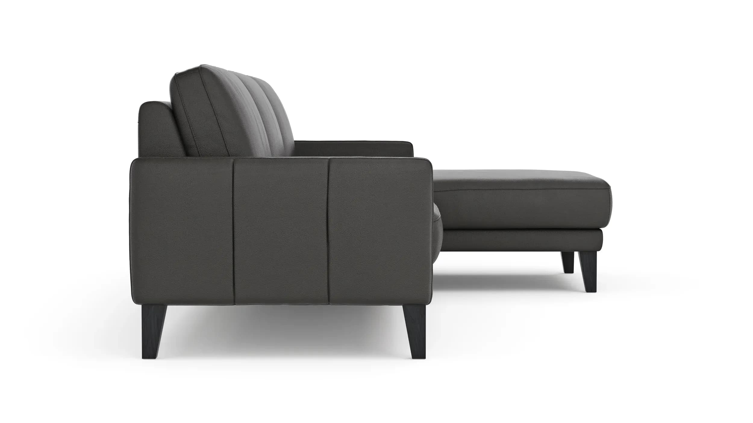 Ecksofa Matero - 2,5-Sitzer mit Longchair rechts, Leder, Anthrazit