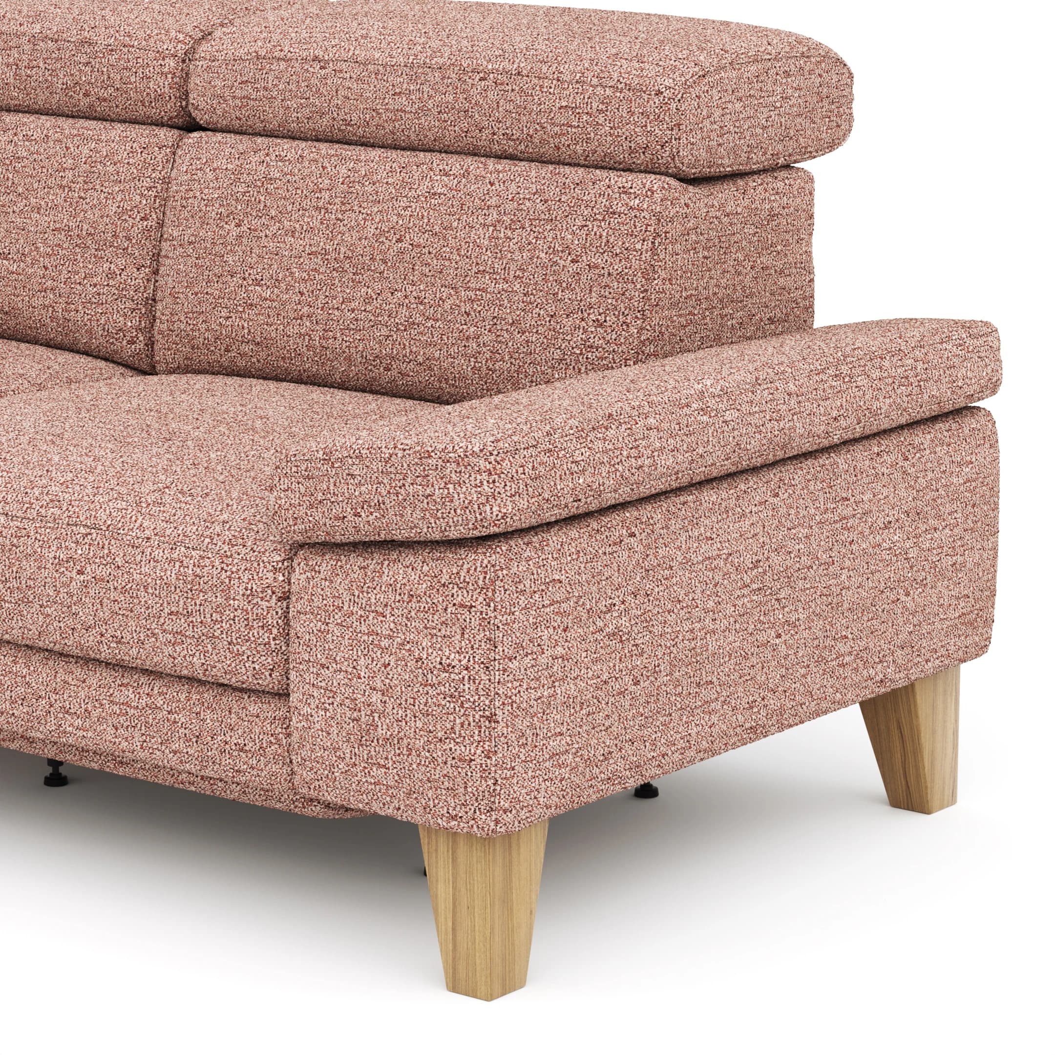 Ecksofa Hudson - Longchair links mit 2,5-Sitzer, inkl. Kopfteil/Armlehne verstellbar und Relaxfunktion (motorisch), Stoff, Kupfer