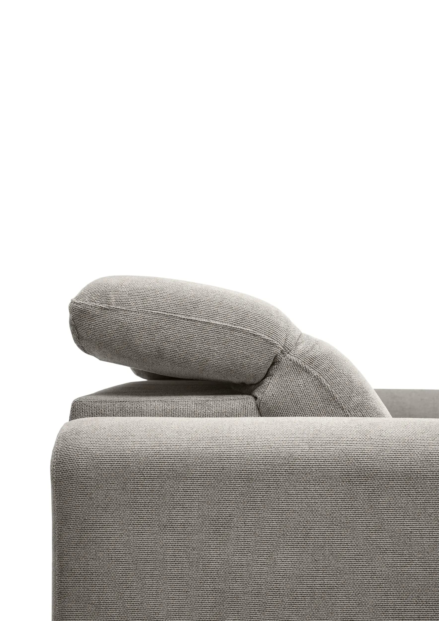 Ecksofa MINAO - 1,5-Sitzer mit Longchair rechts, Sitztiefe verstellbar motorisch, Kopfteil verstellbar, Stoff, Truffle